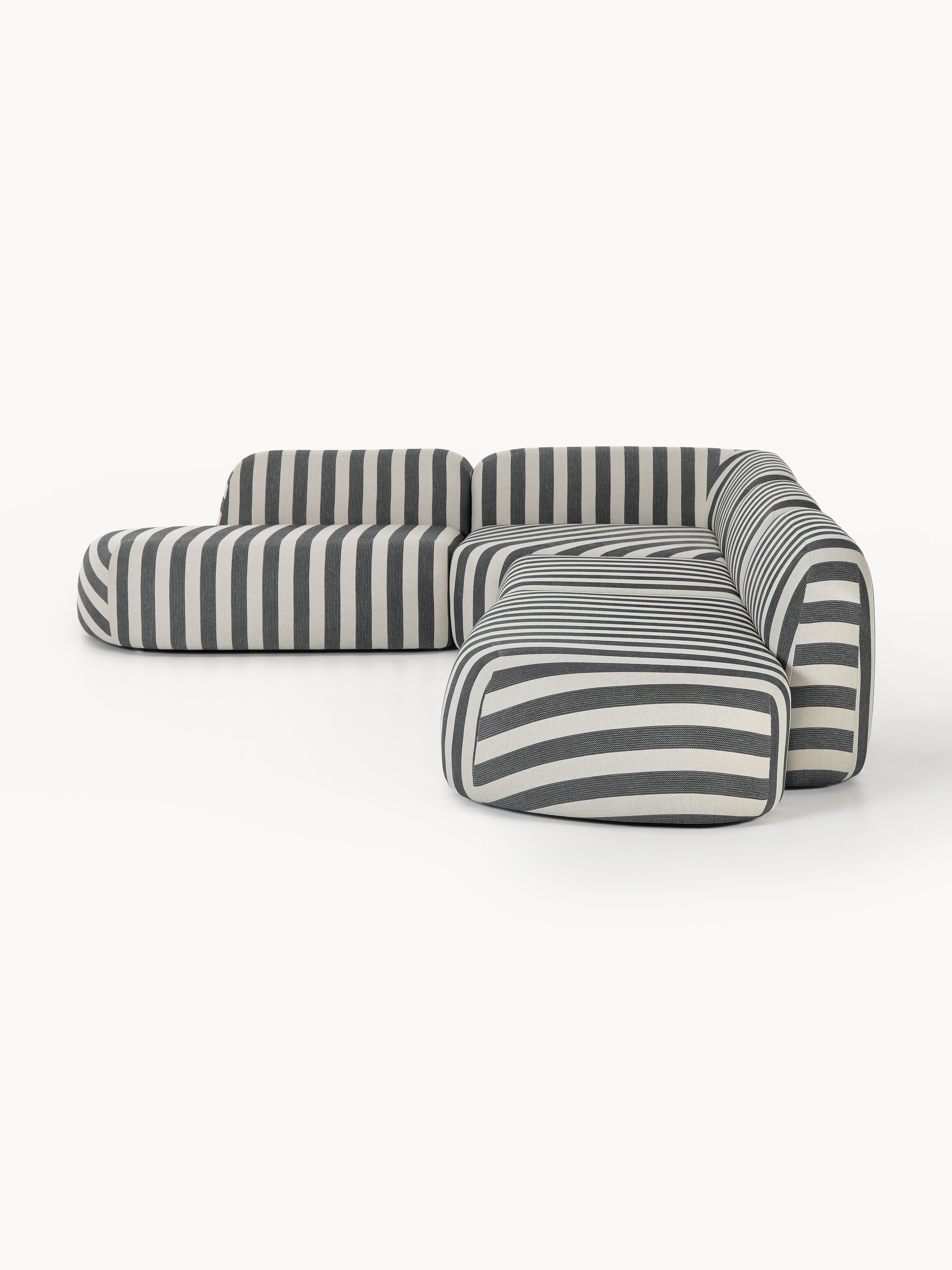 Modulares Gestreiftes XL-Ecksofa Wolke mit Chaiselongue