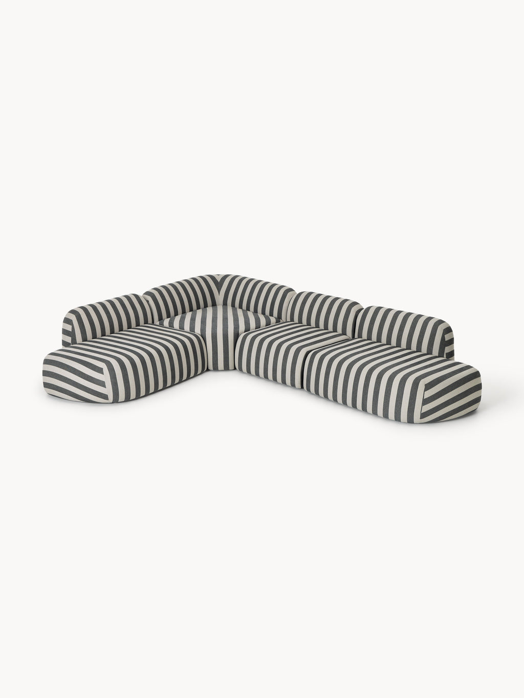 Modulares Gestreiftes XL-Ecksofa Wolke mit Chaiselongue