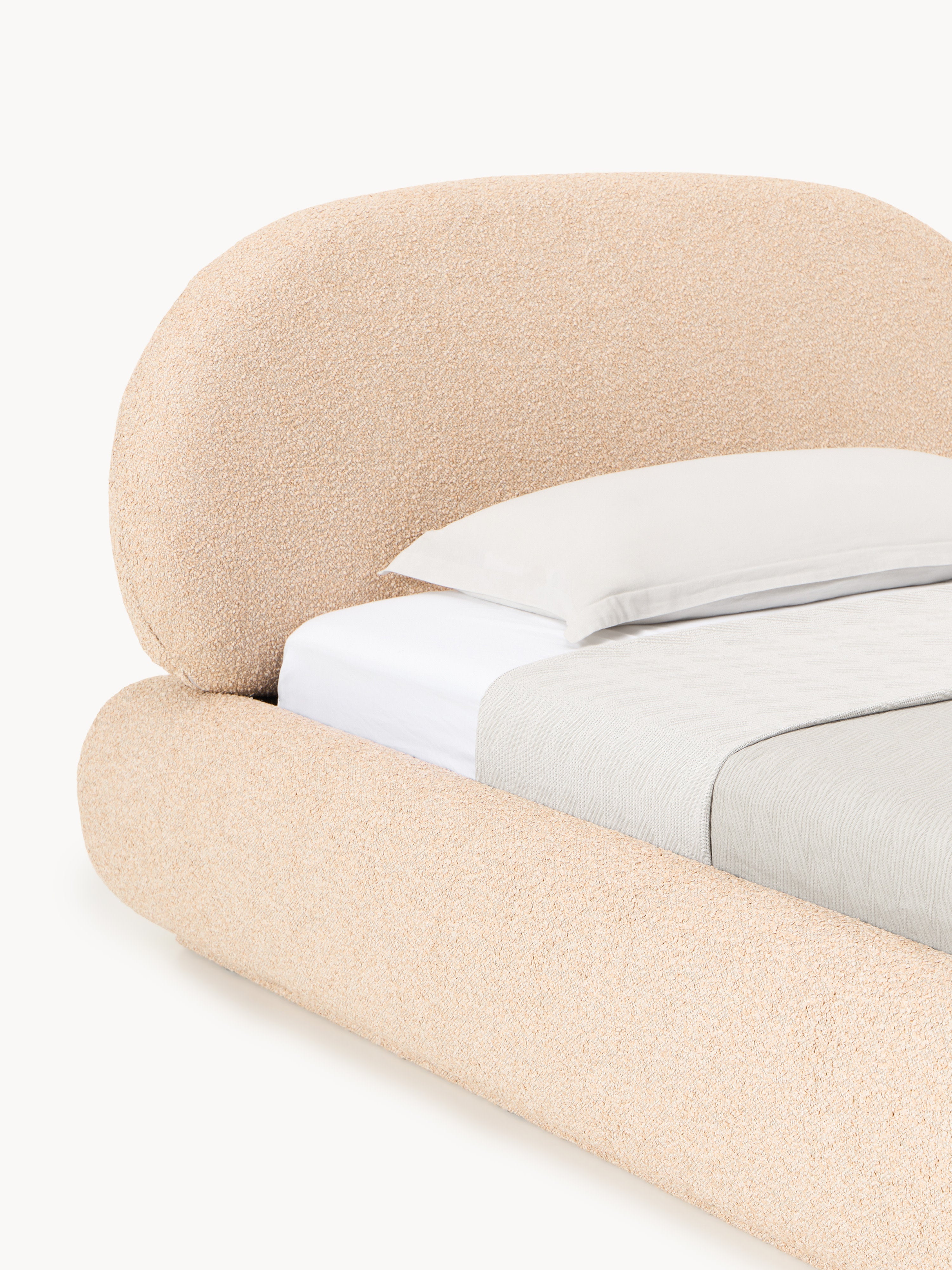 Bouclé-Polster-Einzelbett Alba