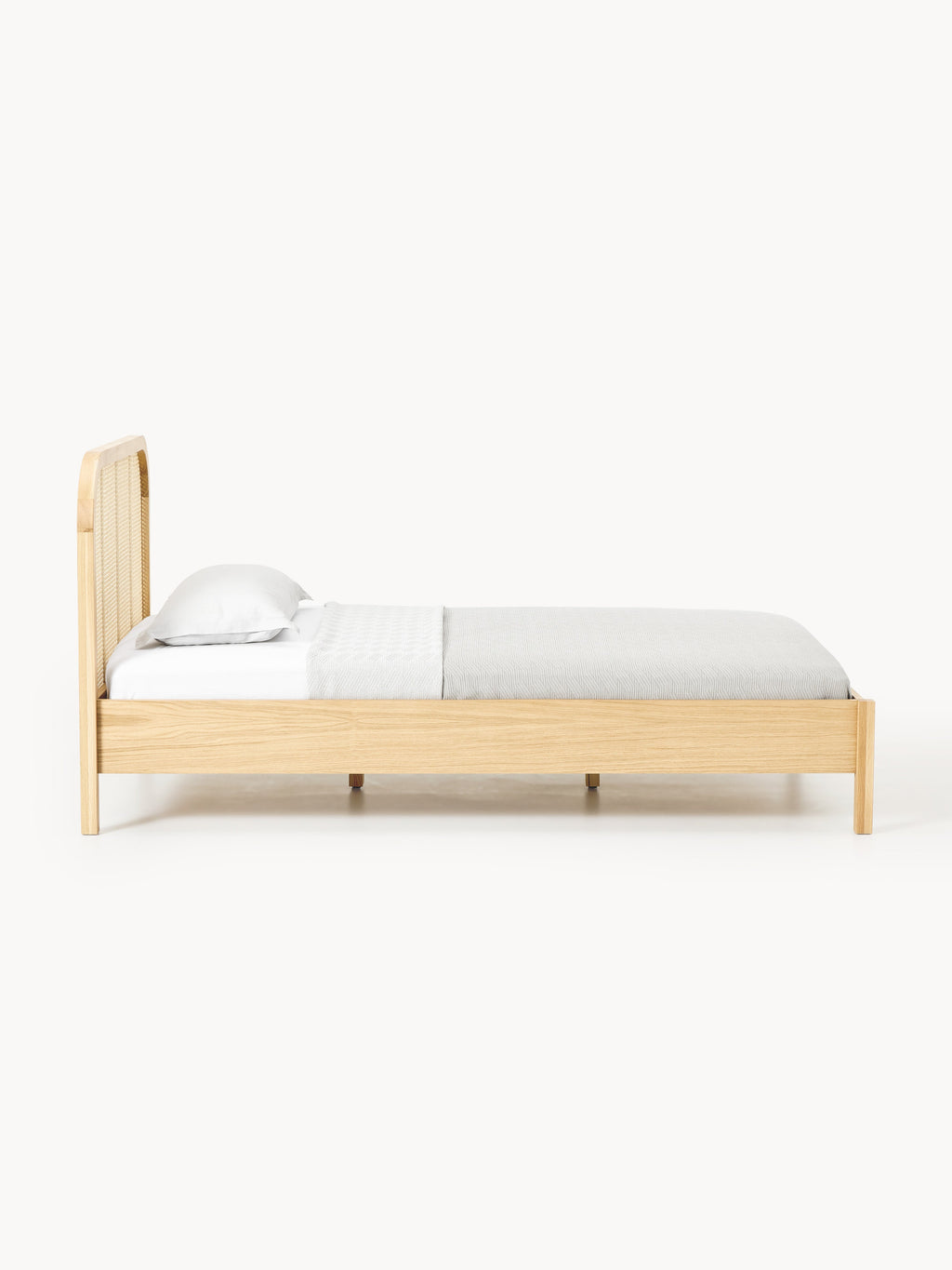 Holz-Einzelbett Jones mit Kopfteil aus Wiener Geflecht
