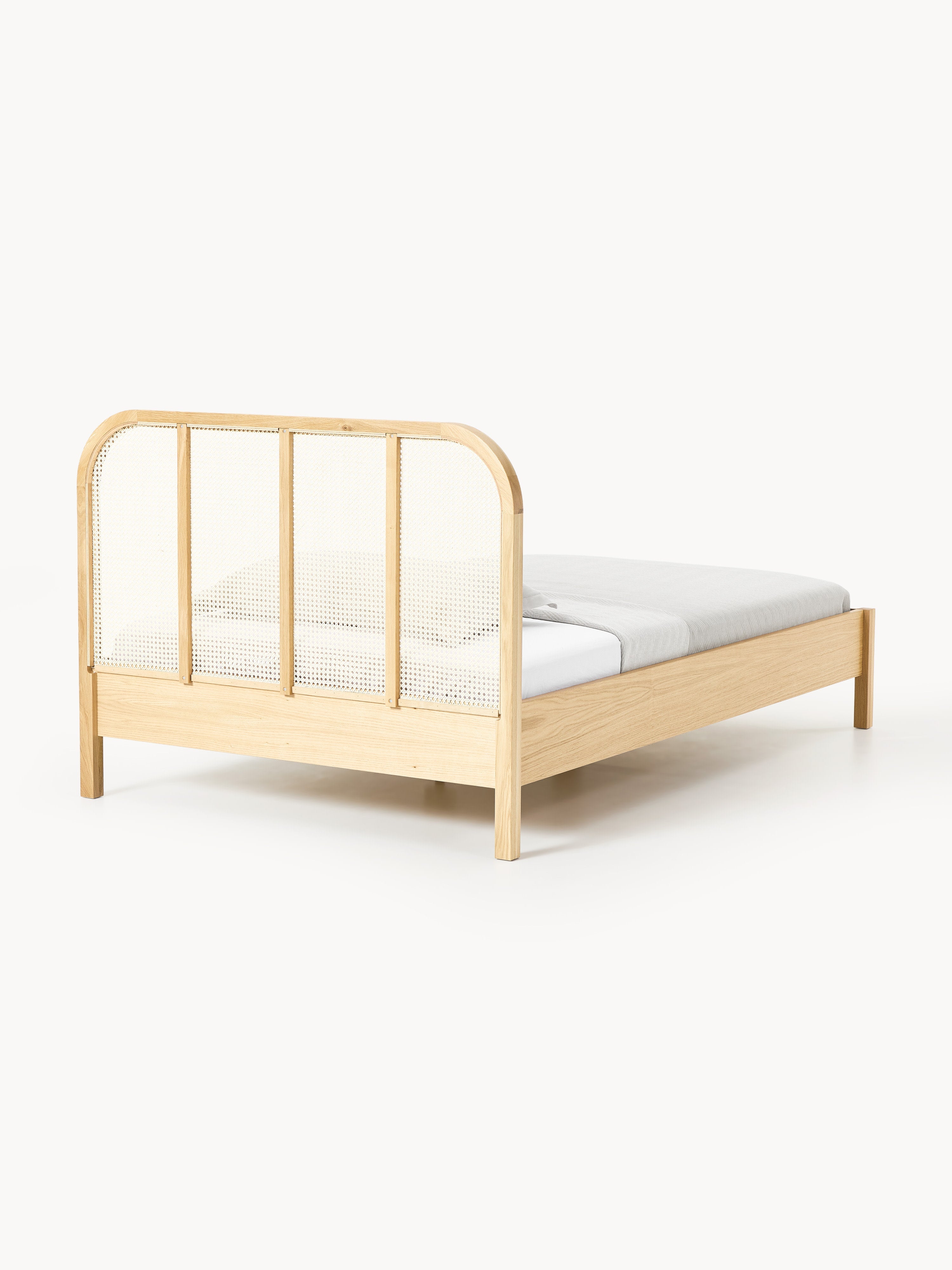 Holz-Einzelbett Jones mit Kopfteil aus Wiener Geflecht