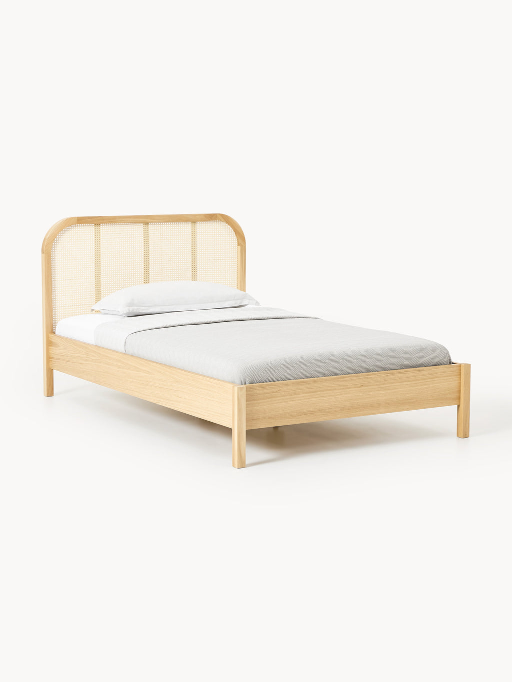 Galeriebild 1 - Holz-Einzelbett Jones mit Kopfteil aus Wiener Geflecht