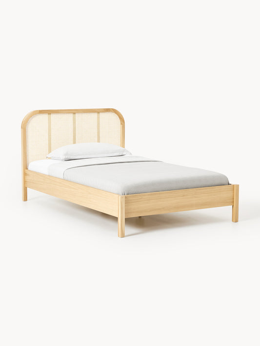 Galeriebild 1 - Holz-Einzelbett Jones mit Kopfteil aus Wiener Geflecht