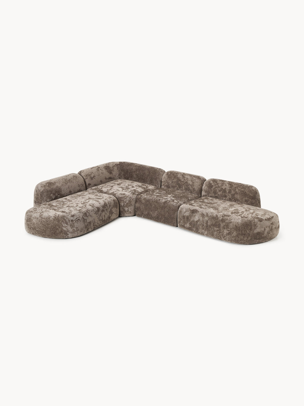 XL Modulares Teddy-Bouclé-Ecksofa Wolke mit Chaiselongue