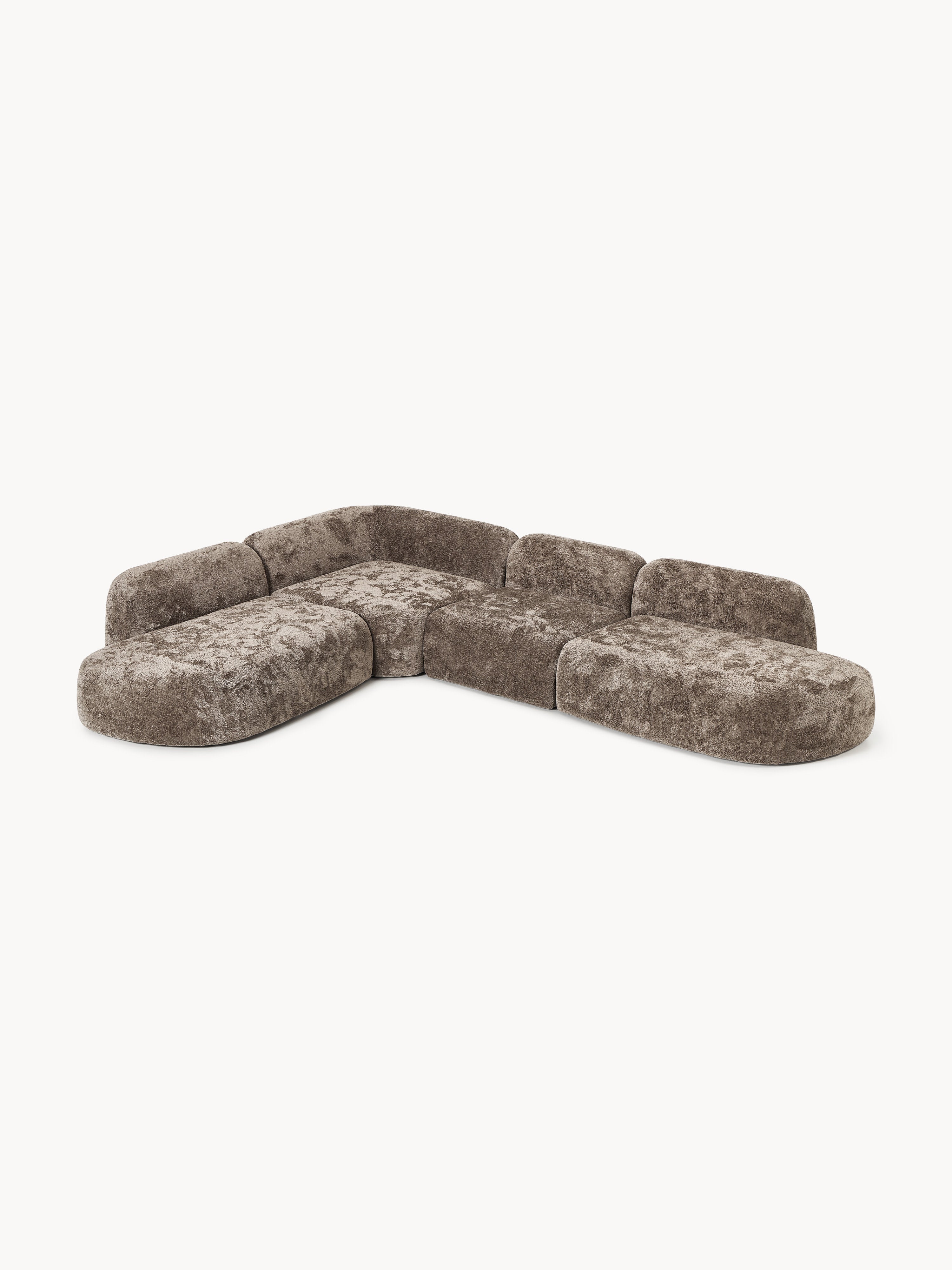 XL Modulares Teddy-Bouclé-Ecksofa Wolke mit Chaiselongue