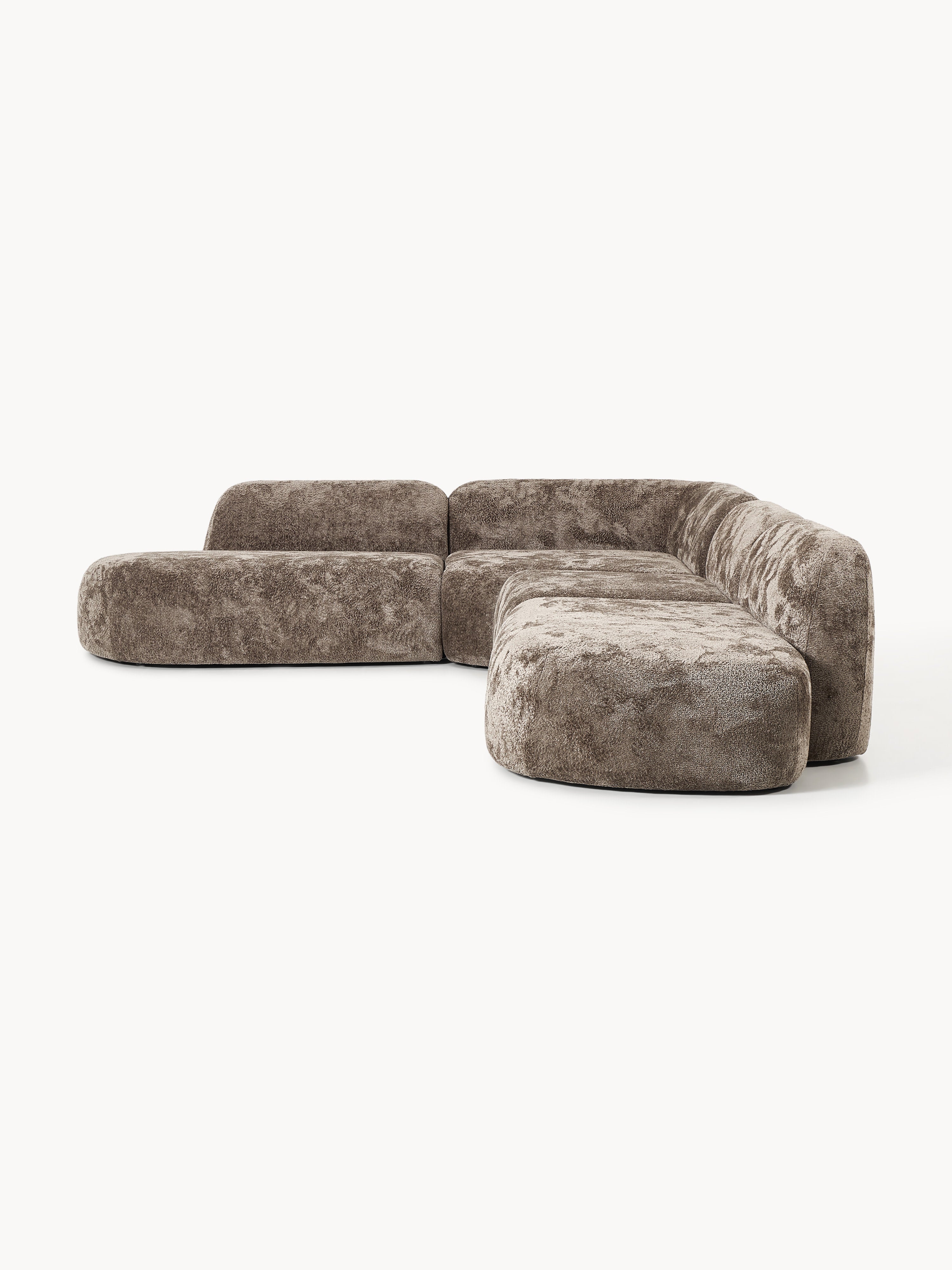 XL Modulares Teddy-Bouclé-Ecksofa Wolke mit Chaiselongue