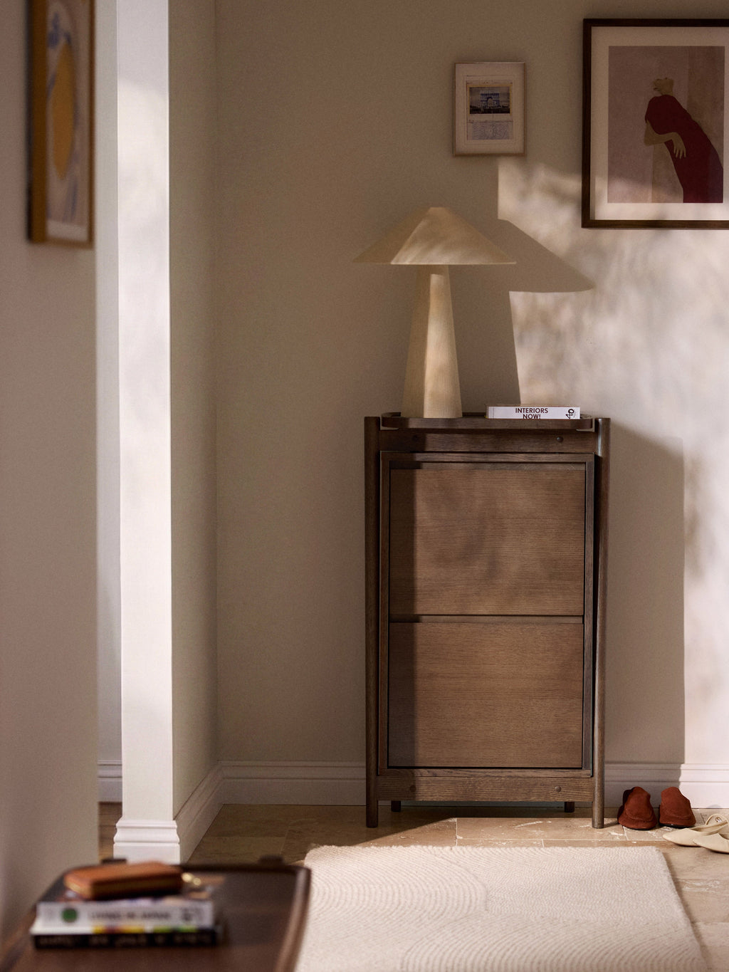 Holz-Schuhschrank Libby mit Klappfächern