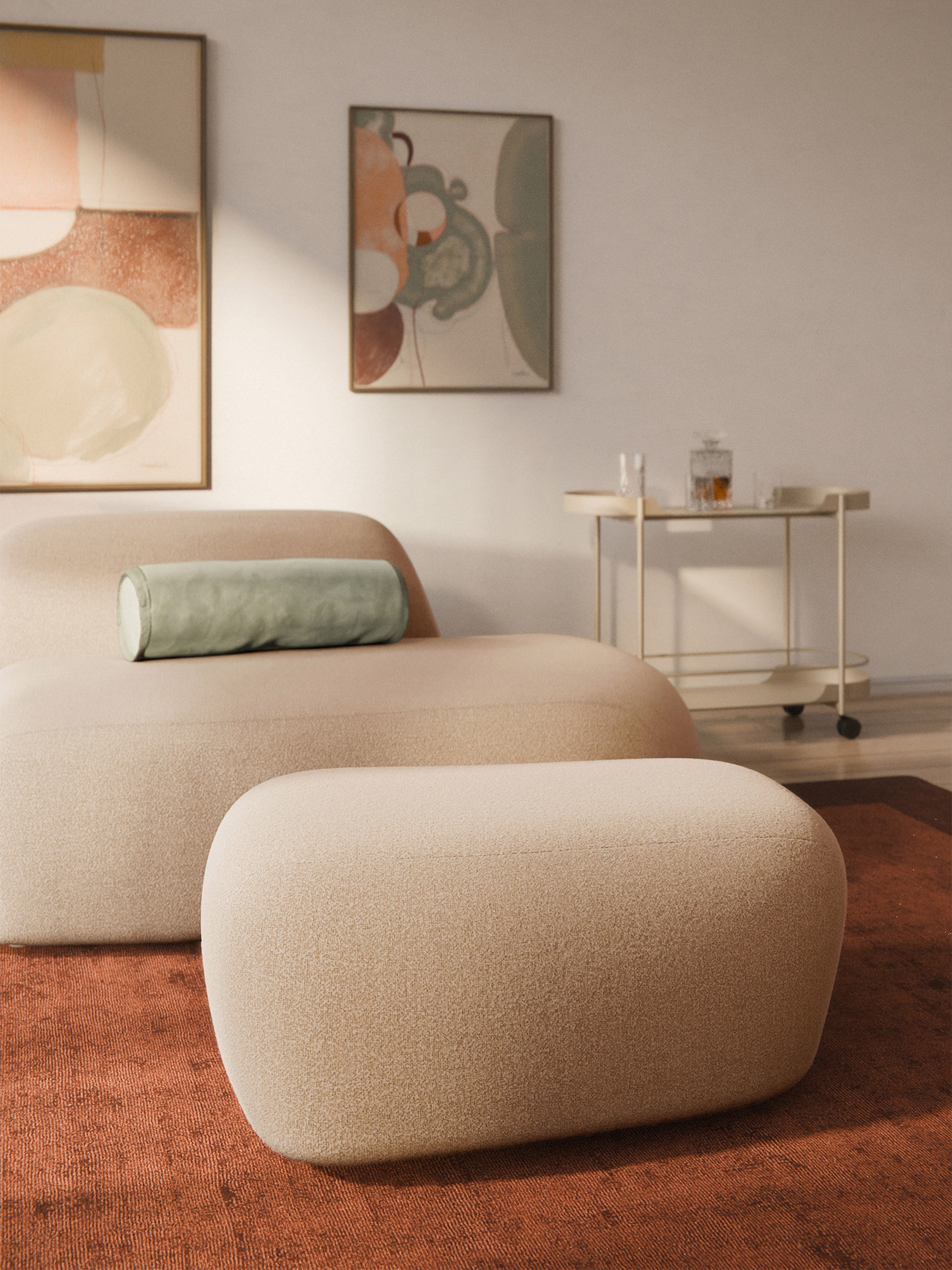 Großer Bouclé-Sofa-Hocker Wolke