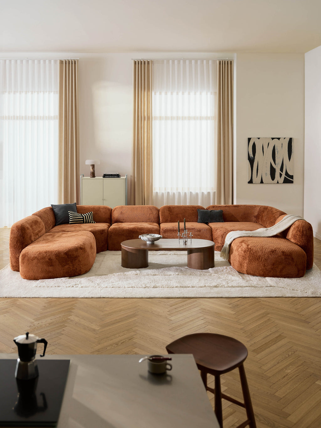 XL Modulares Teddy-Bouclé-Sofa Wolke