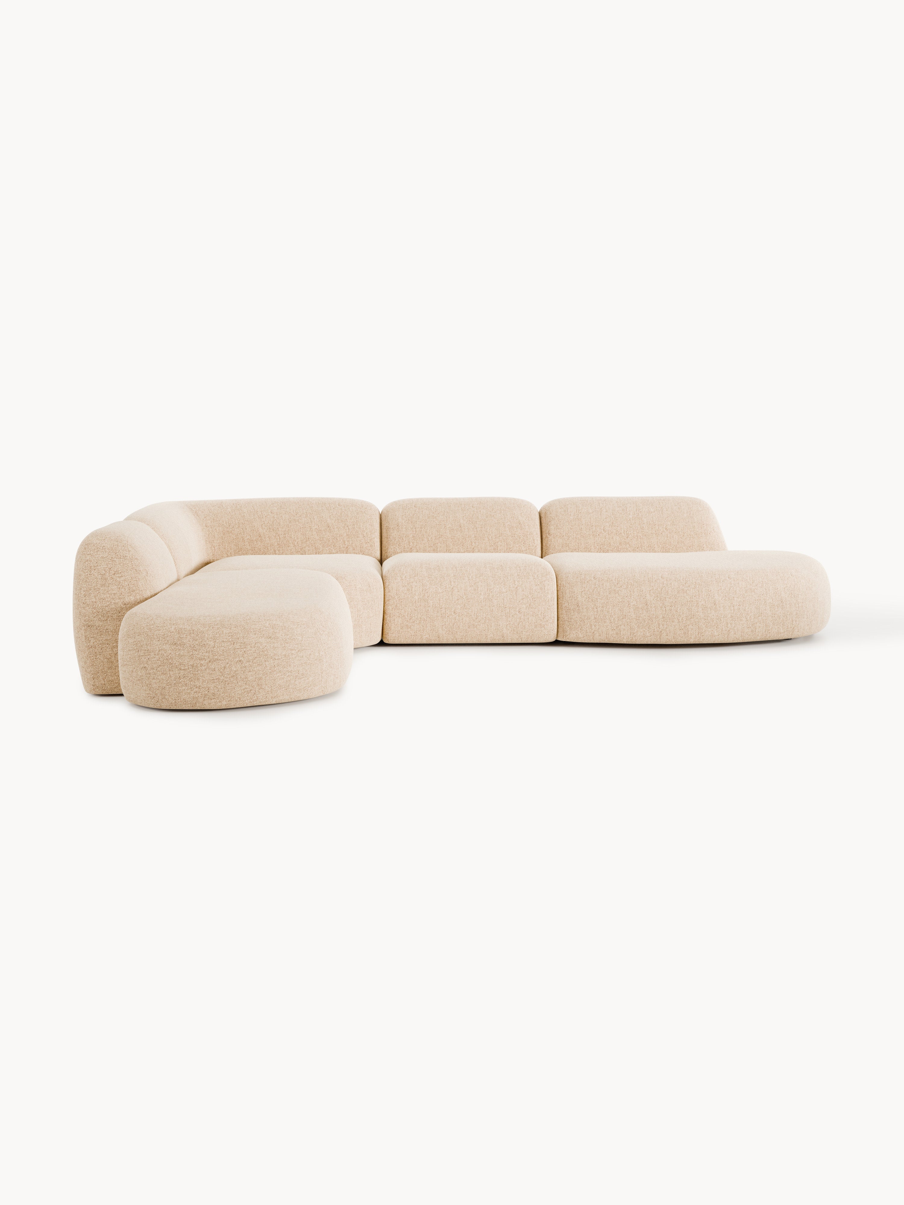 Galeriebild 1 - Modulares Bouclé-XL-Ecksofa Wolke mit Chaiselongue
