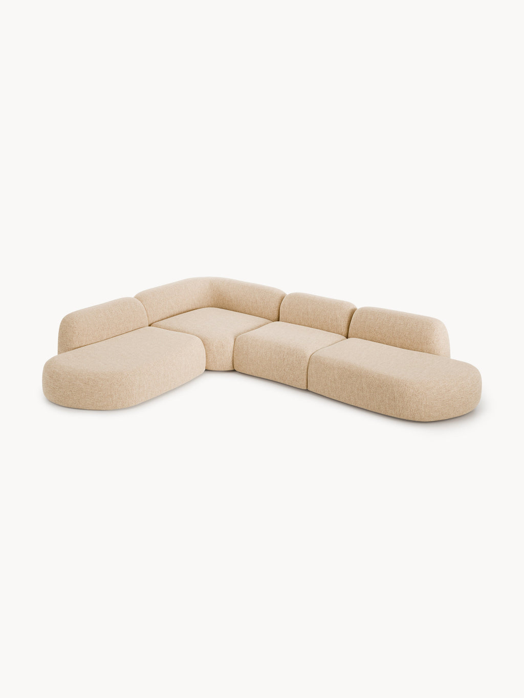 Modulares Bouclé-XL-Ecksofa Wolke mit Chaiselongue