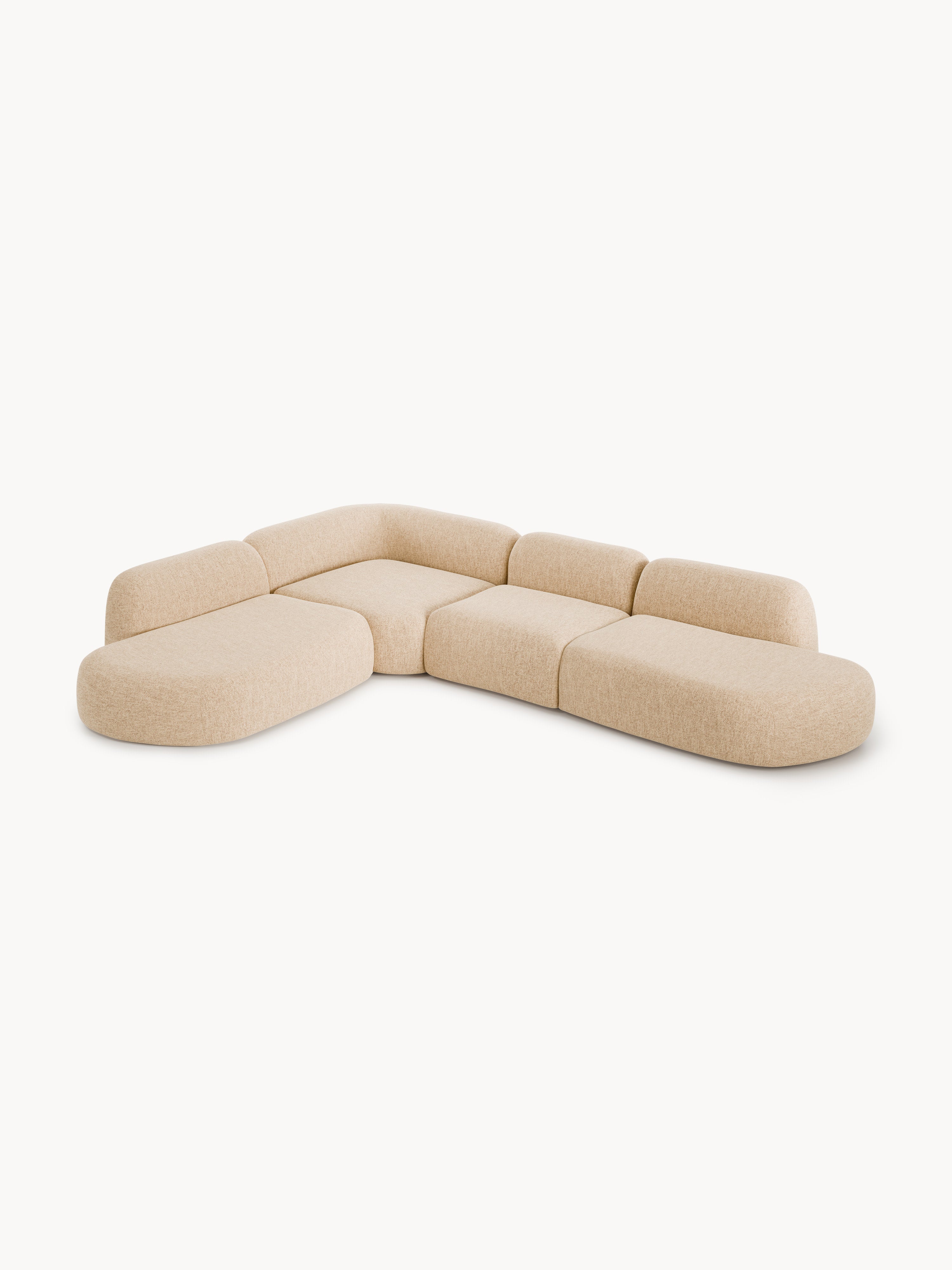 Modulares Bouclé-XL-Ecksofa Wolke mit Chaiselongue