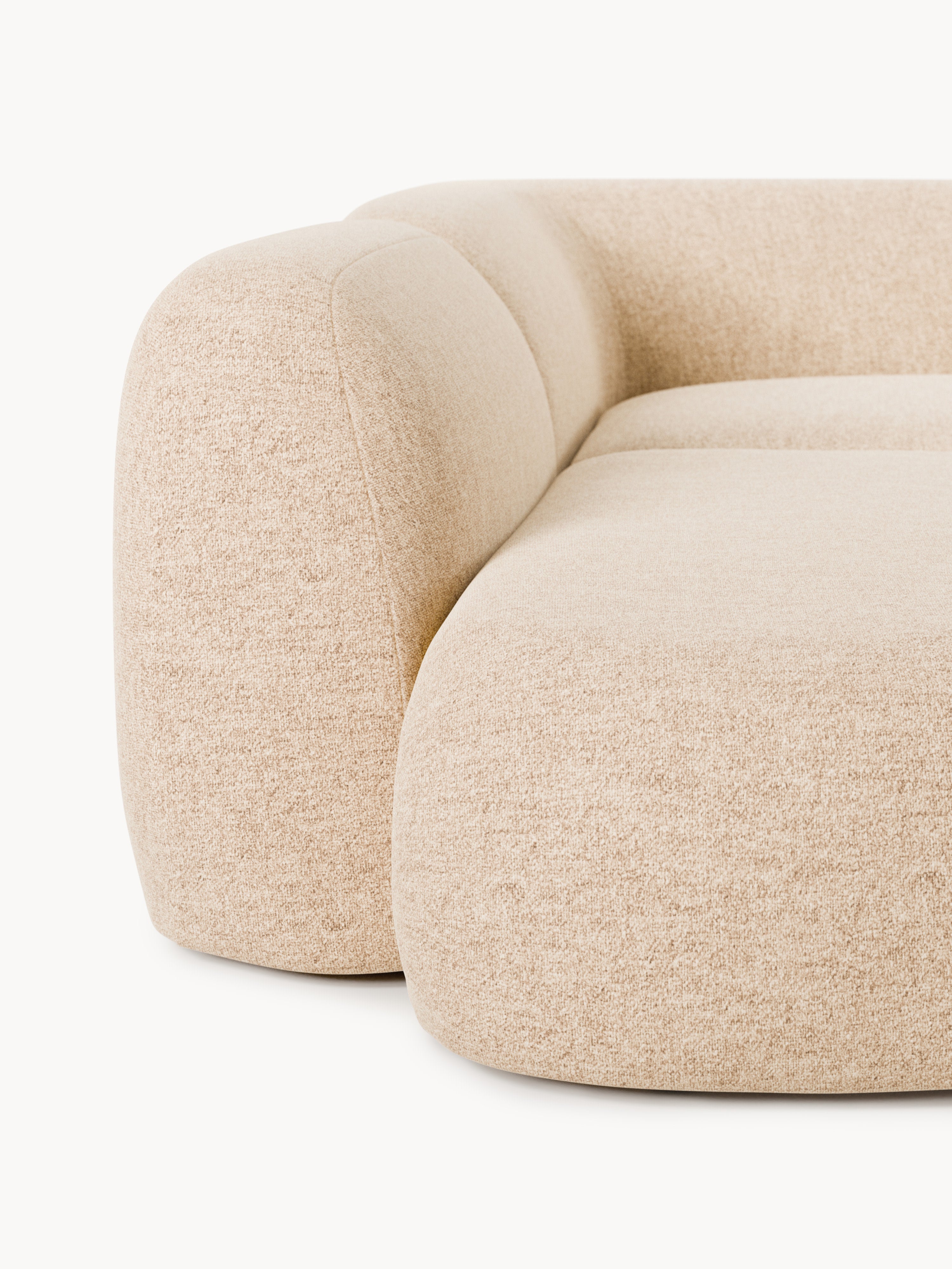 Modulares Bouclé-XL-Ecksofa Wolke mit Chaiselongue