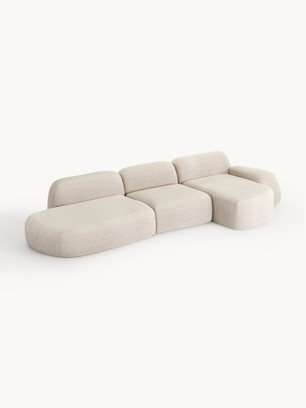 Modulares Bouclé-Ecksofa Wolke (4-Sitzer) mit Chaiselongue