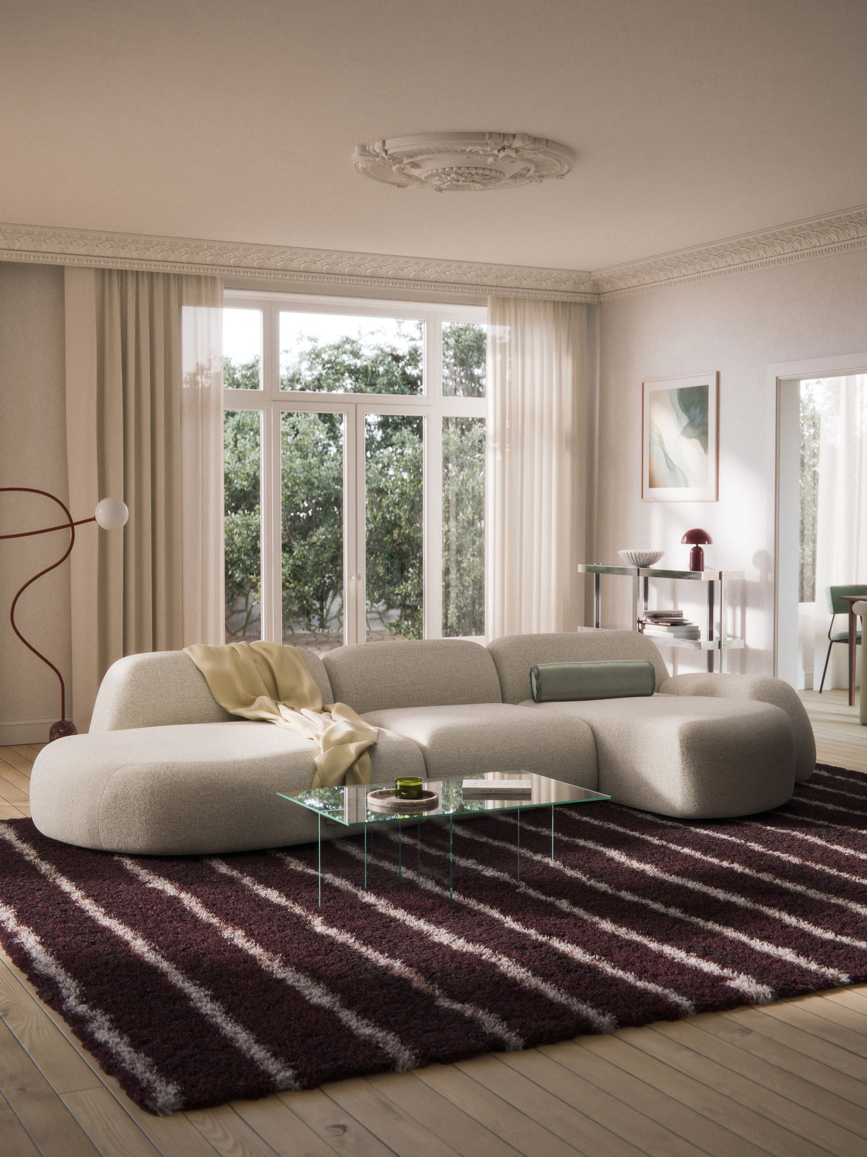 Modulares Bouclé-Ecksofa Wolke (4-Sitzer) mit Chaiselongue