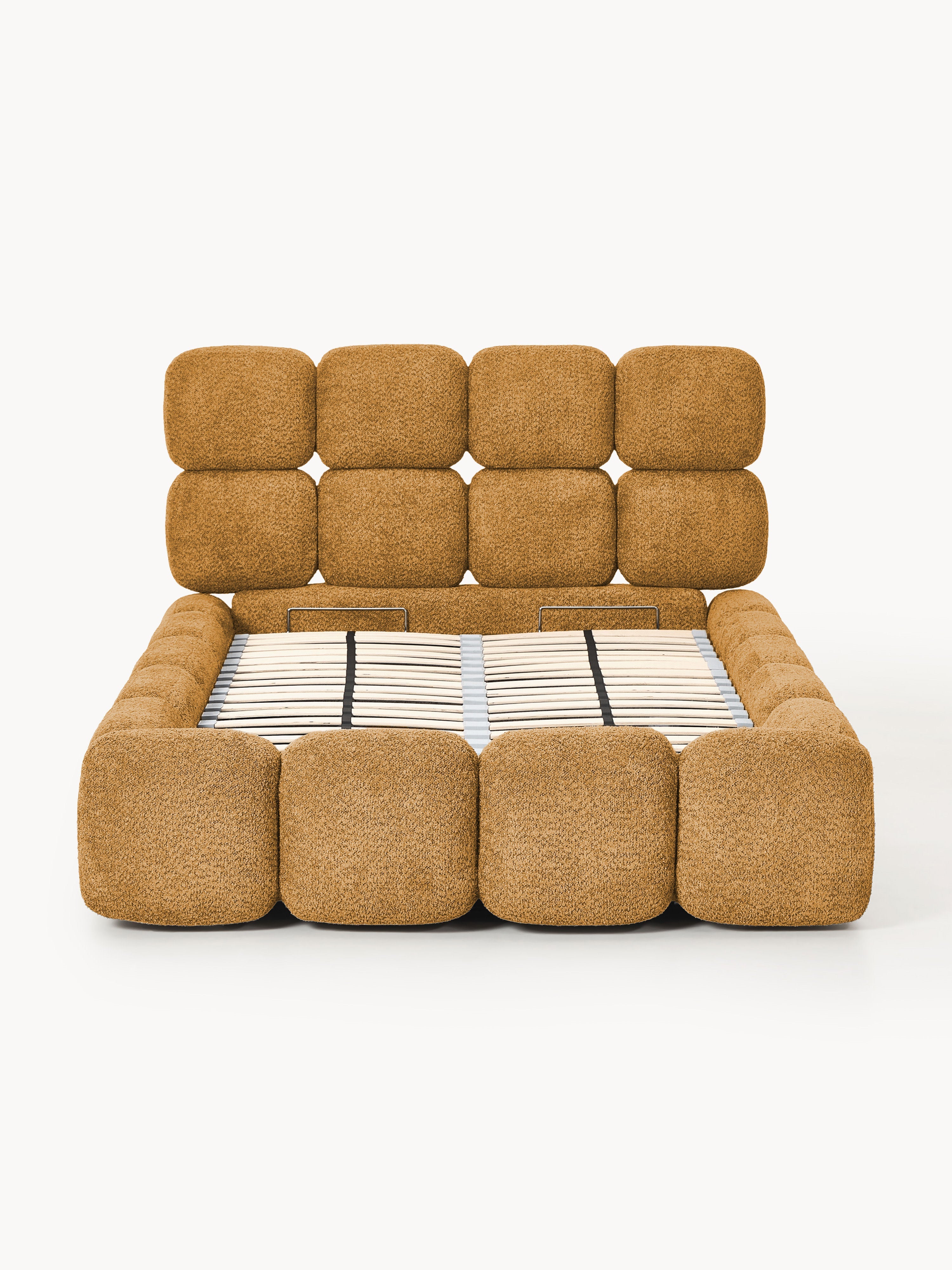 Einzelbett Tayla mit Stauraum aus Teddy-Bouclé