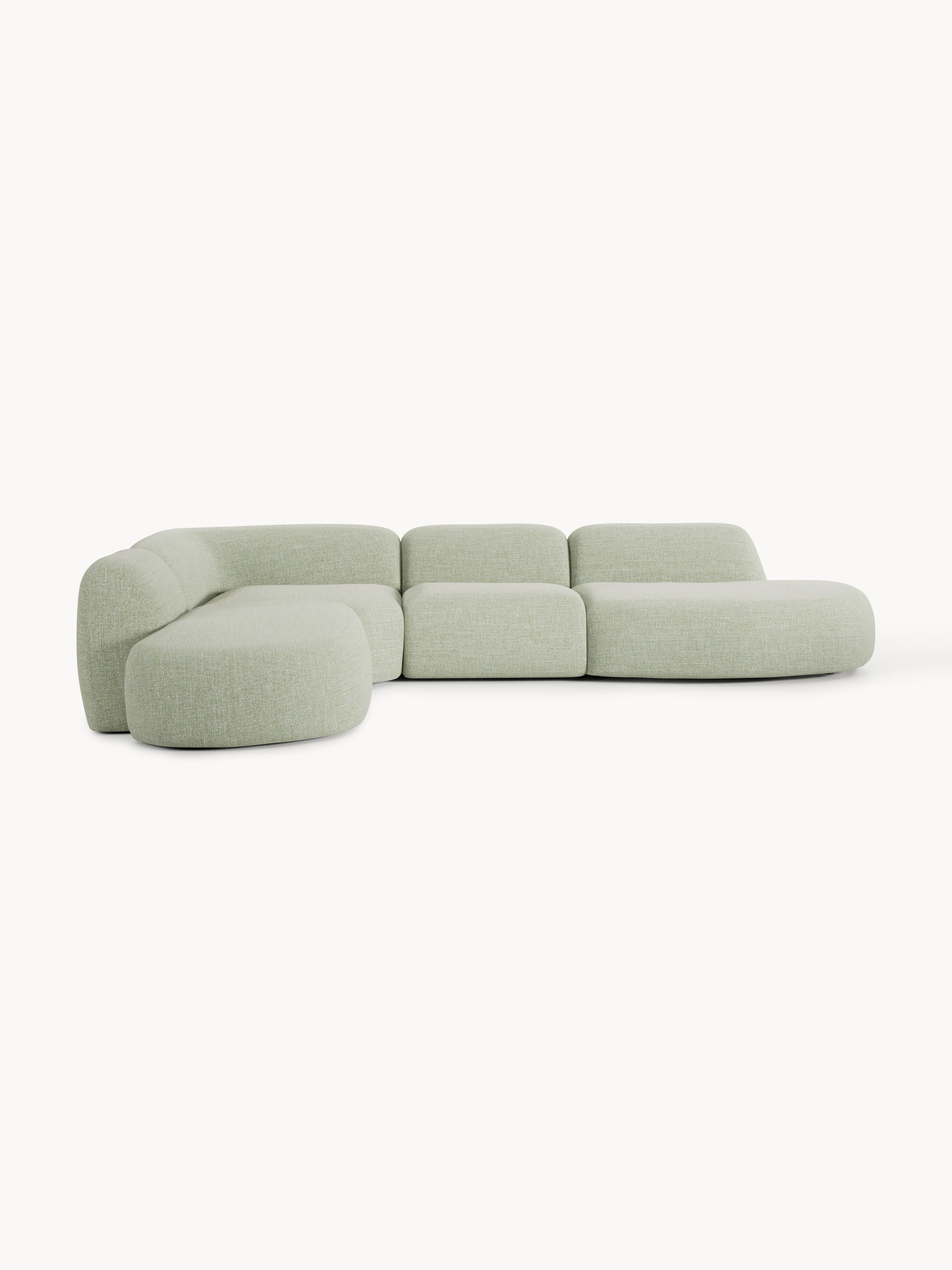 Galeriebild 1 - Modulares Bouclé-XL-Ecksofa Wolke mit Chaiselongue