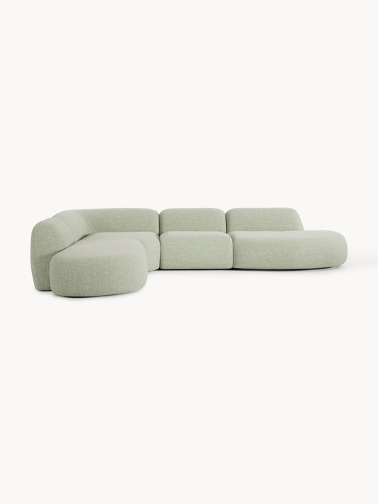 Galeriebild 1 - Modulares Bouclé-XL-Ecksofa Wolke mit Chaiselongue