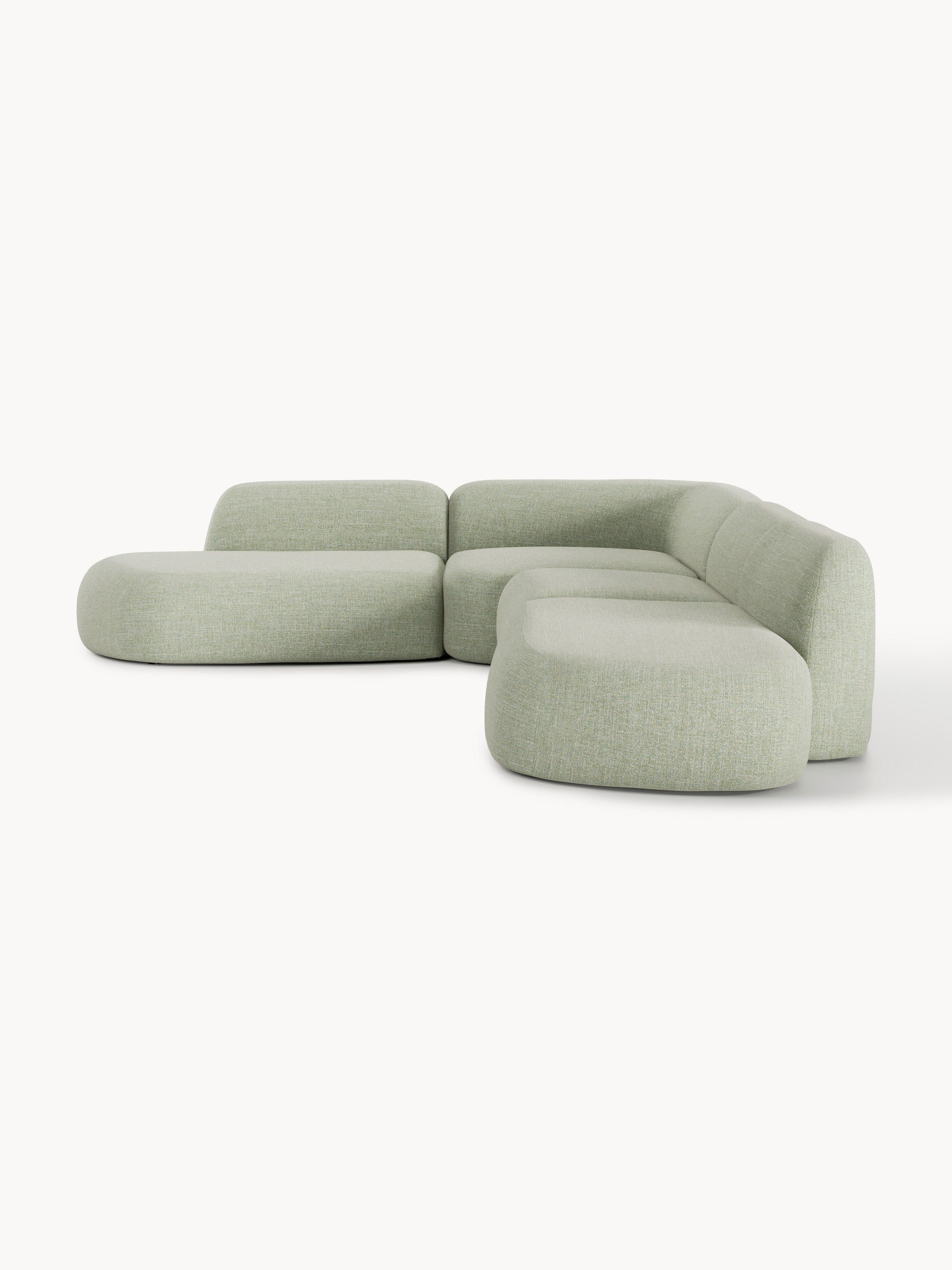 Modulares Bouclé-XL-Ecksofa Wolke mit Chaiselongue