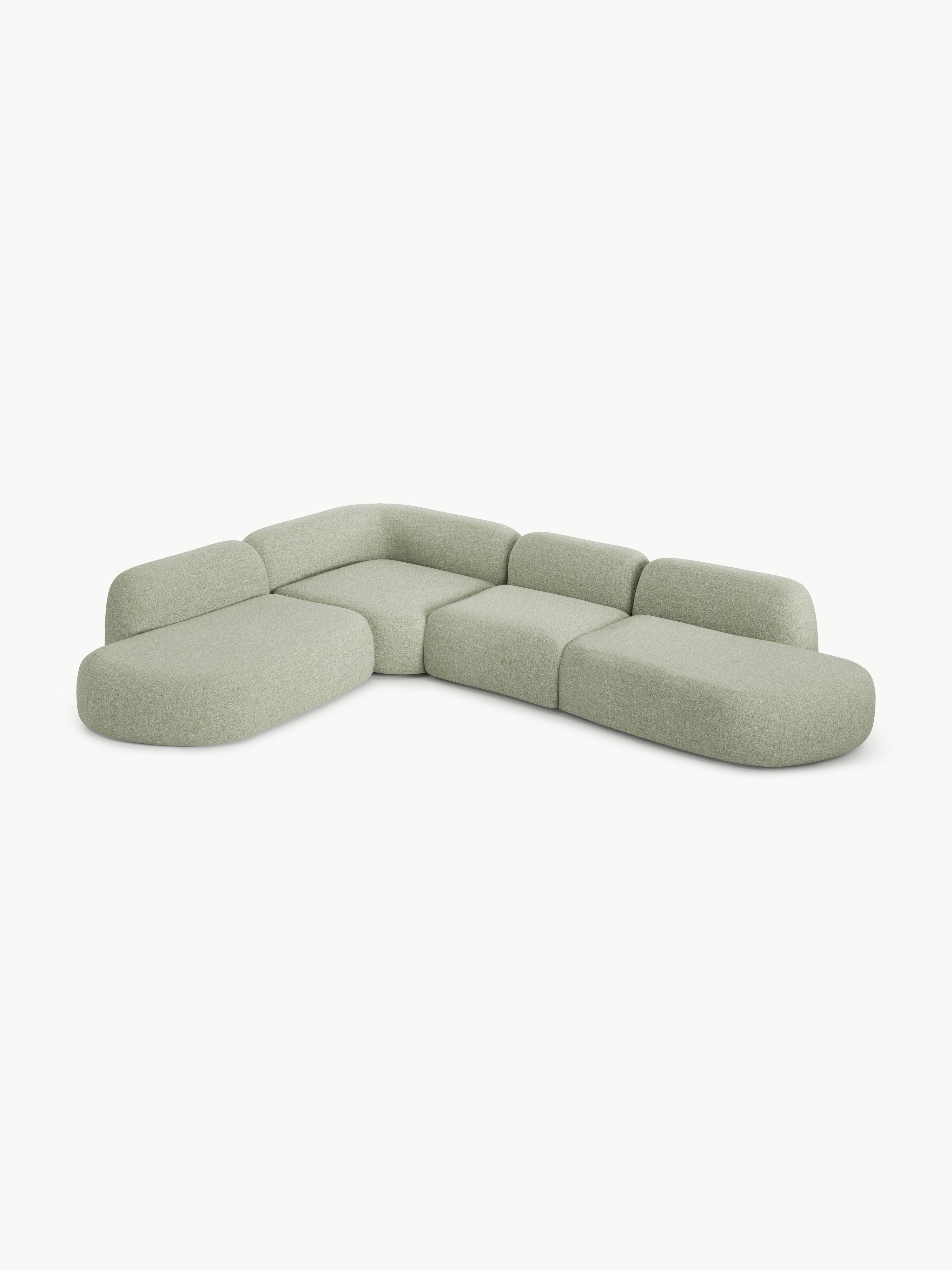 Modulares Bouclé-XL-Ecksofa Wolke mit Chaiselongue