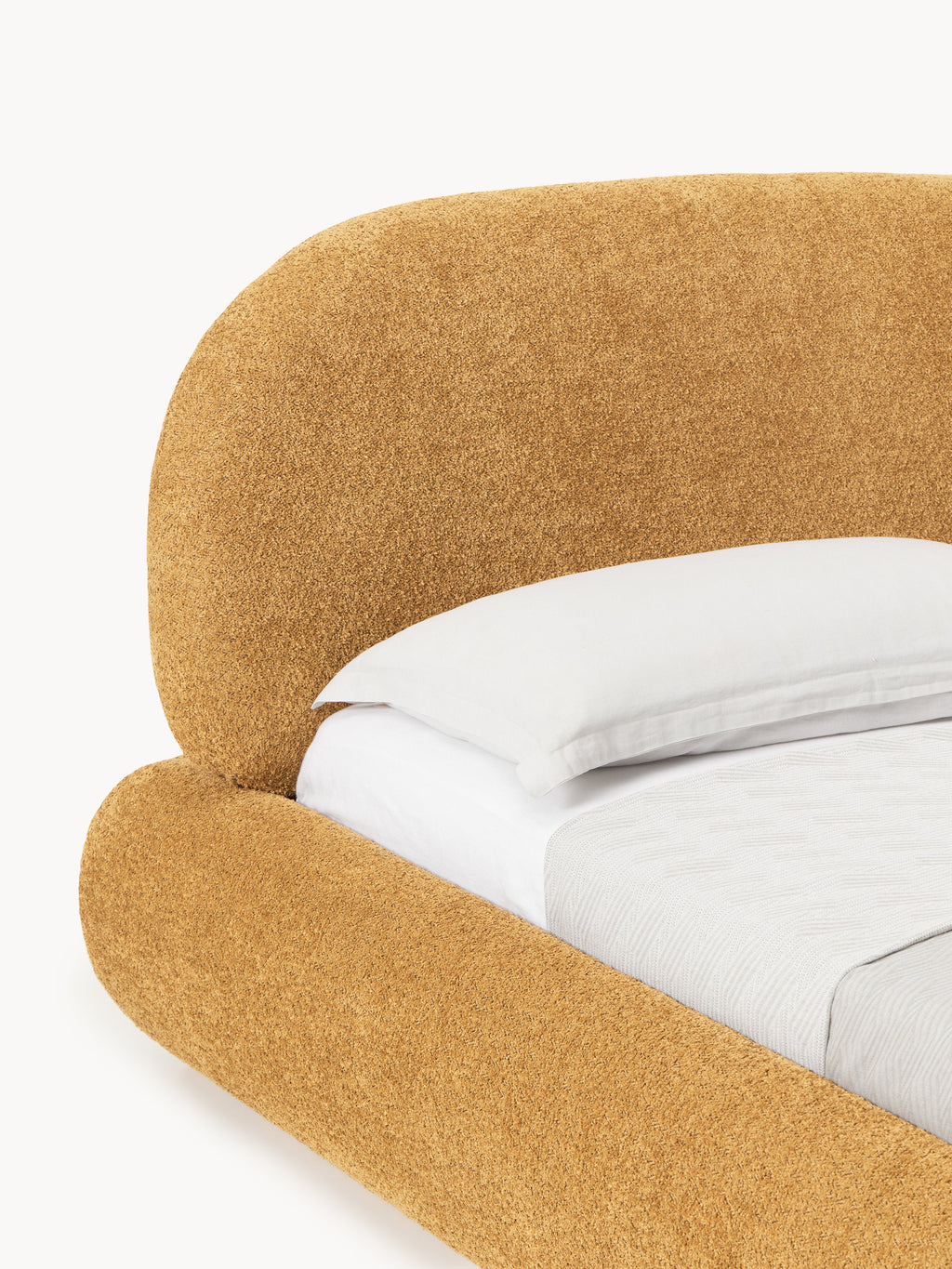 Einzelbett Alba aus Teddy-Bouclé mit Stauraum