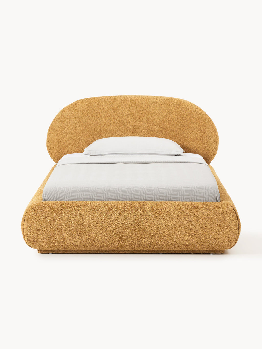 Einzelbett Alba aus Teddy-Bouclé mit Stauraum