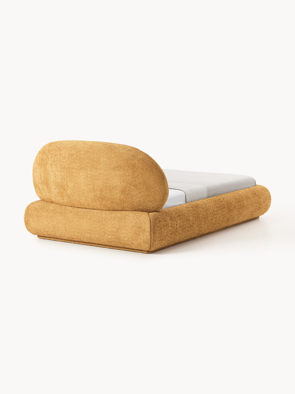 Einzelbett Alba aus Teddy-Bouclé mit Stauraum