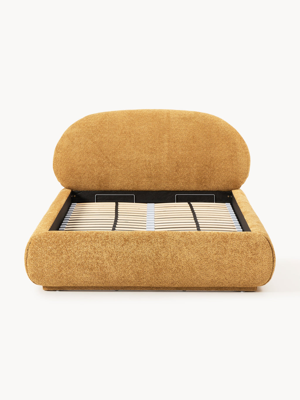 Einzelbett Alba aus Teddy-Bouclé mit Stauraum