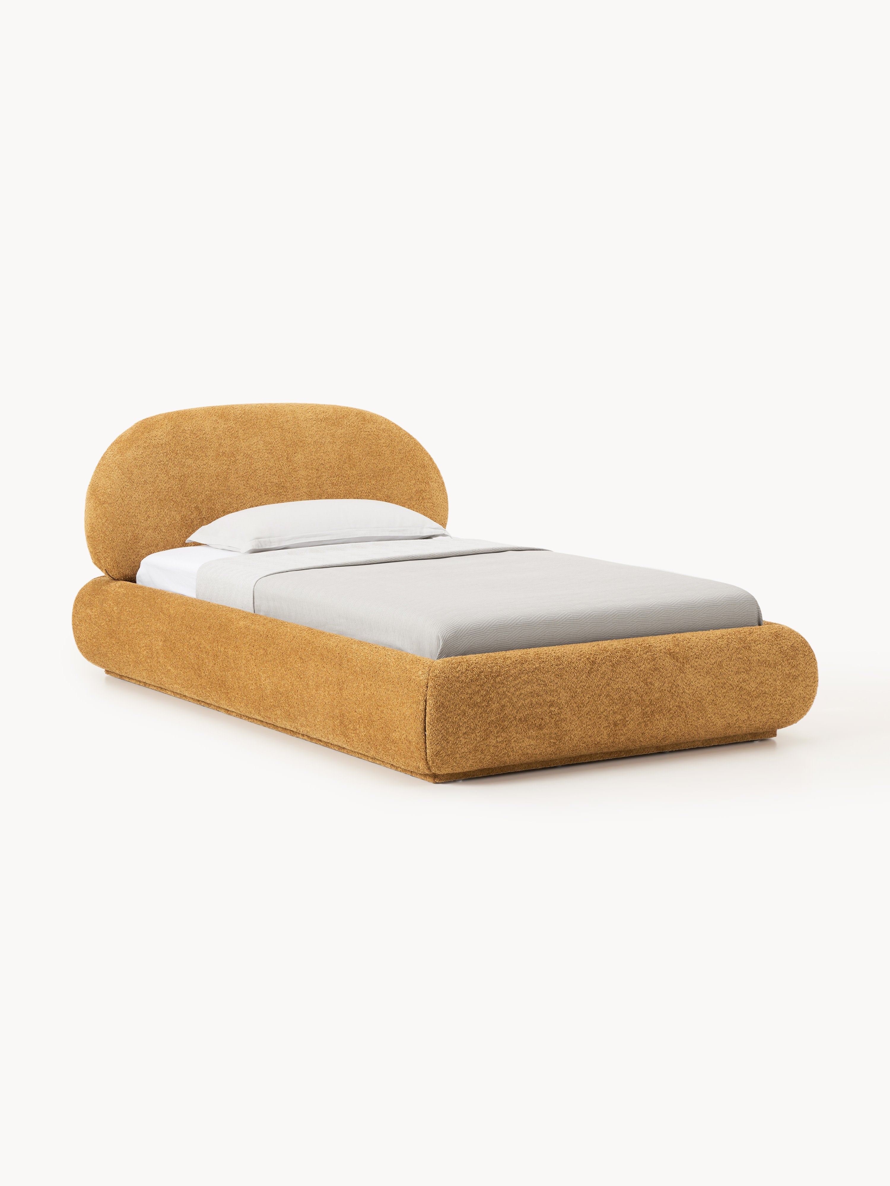 Galeriebild 1 - Einzelbett Alba aus Teddy-Bouclé mit Stauraum