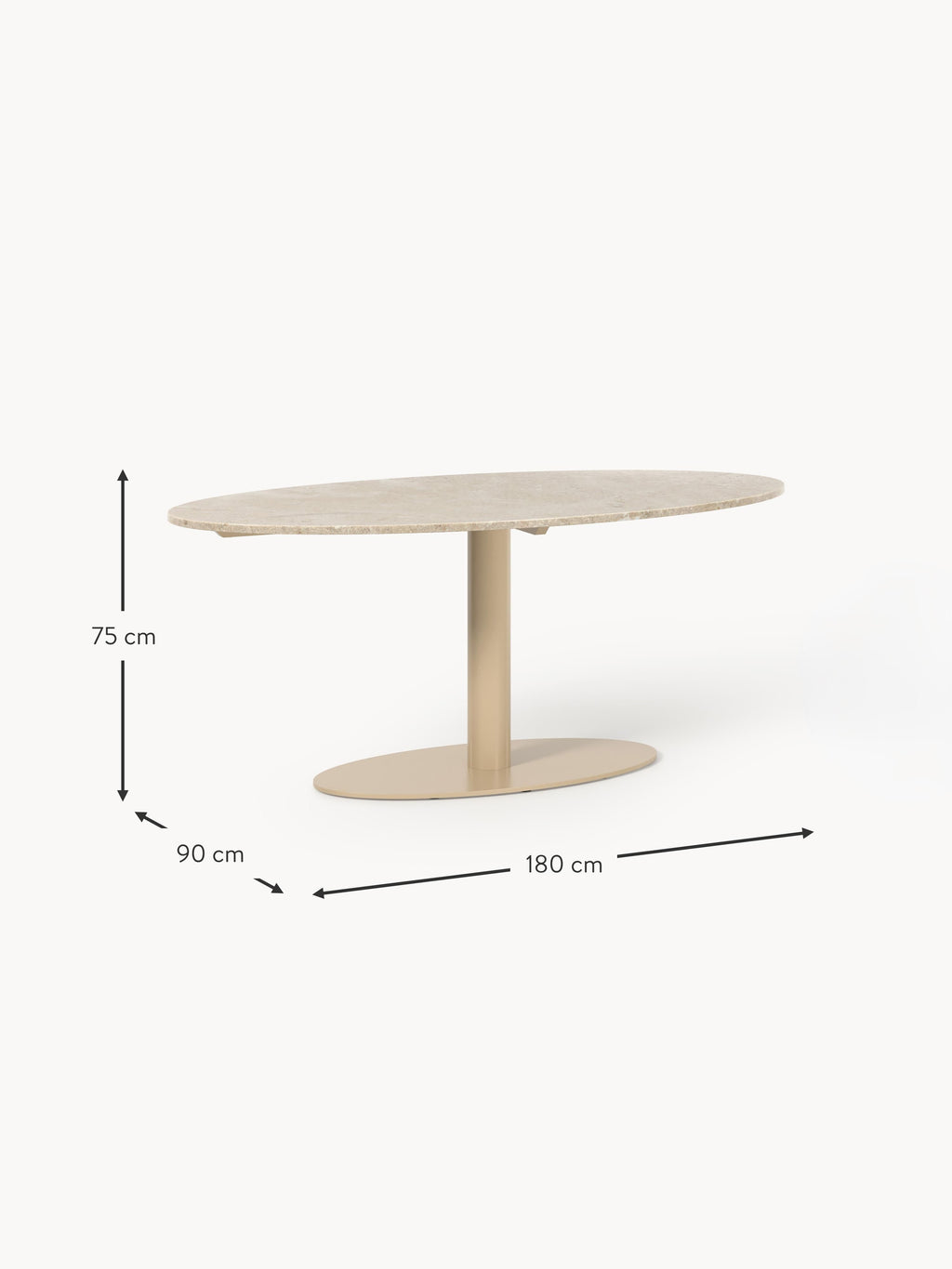 Ovaler Marmor-Esstisch Miley, 180 x 90 cm