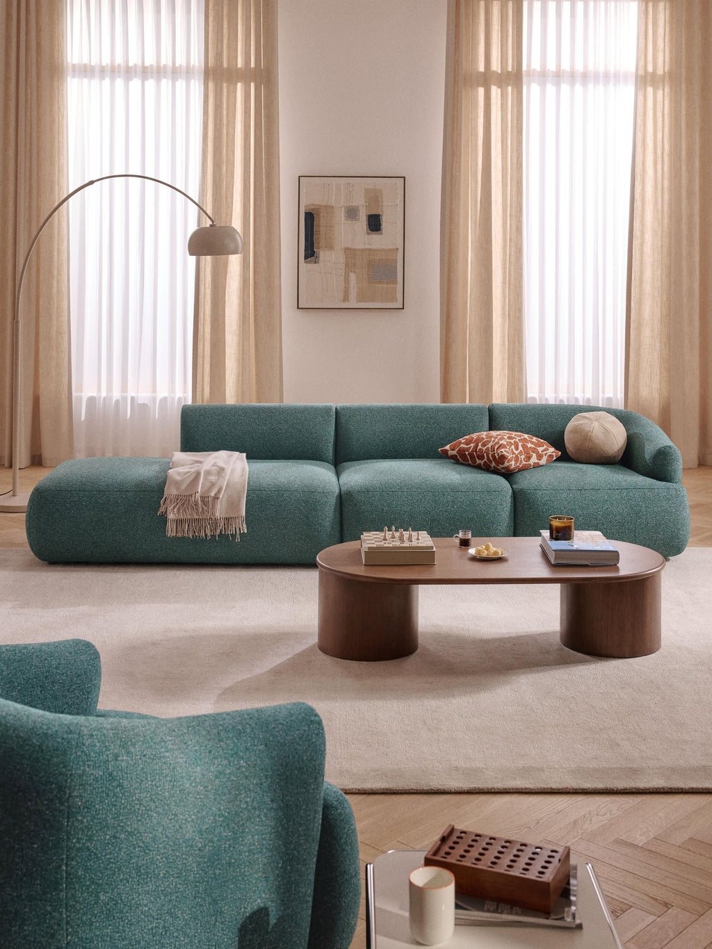 Modulare Bouclé-Chaise Sofia (2-Sitzer)
