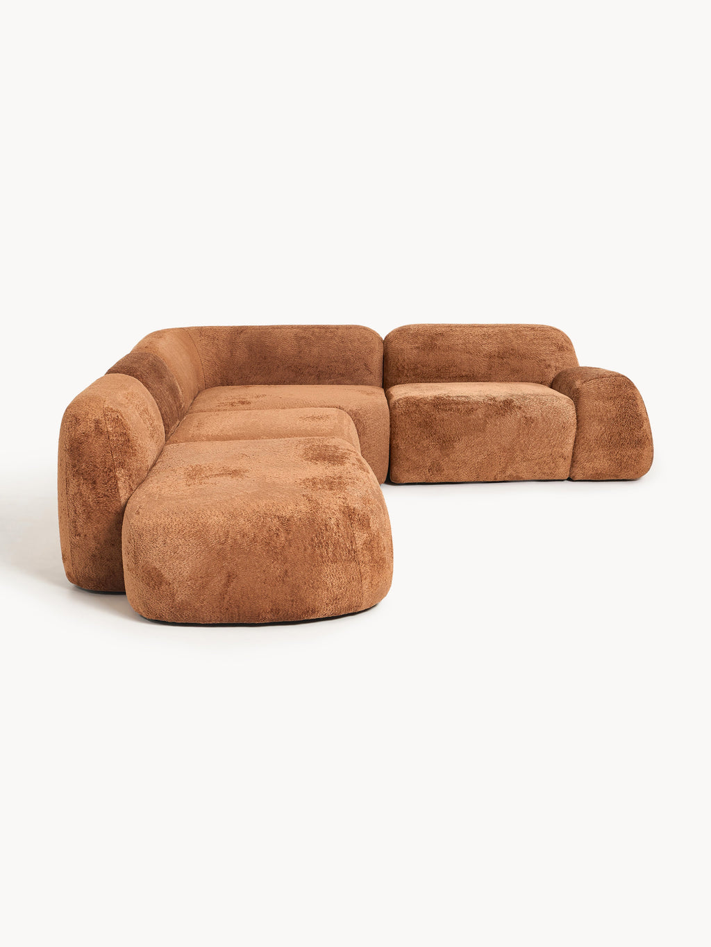 XL Modulares Teddy-Bouclé-Ecksofa Wolke mit Chaiselongue