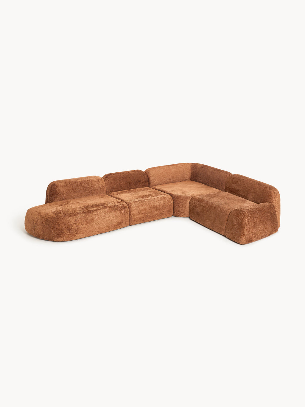 XL Modulares Teddy-Bouclé-Ecksofa Wolke mit Chaiselongue