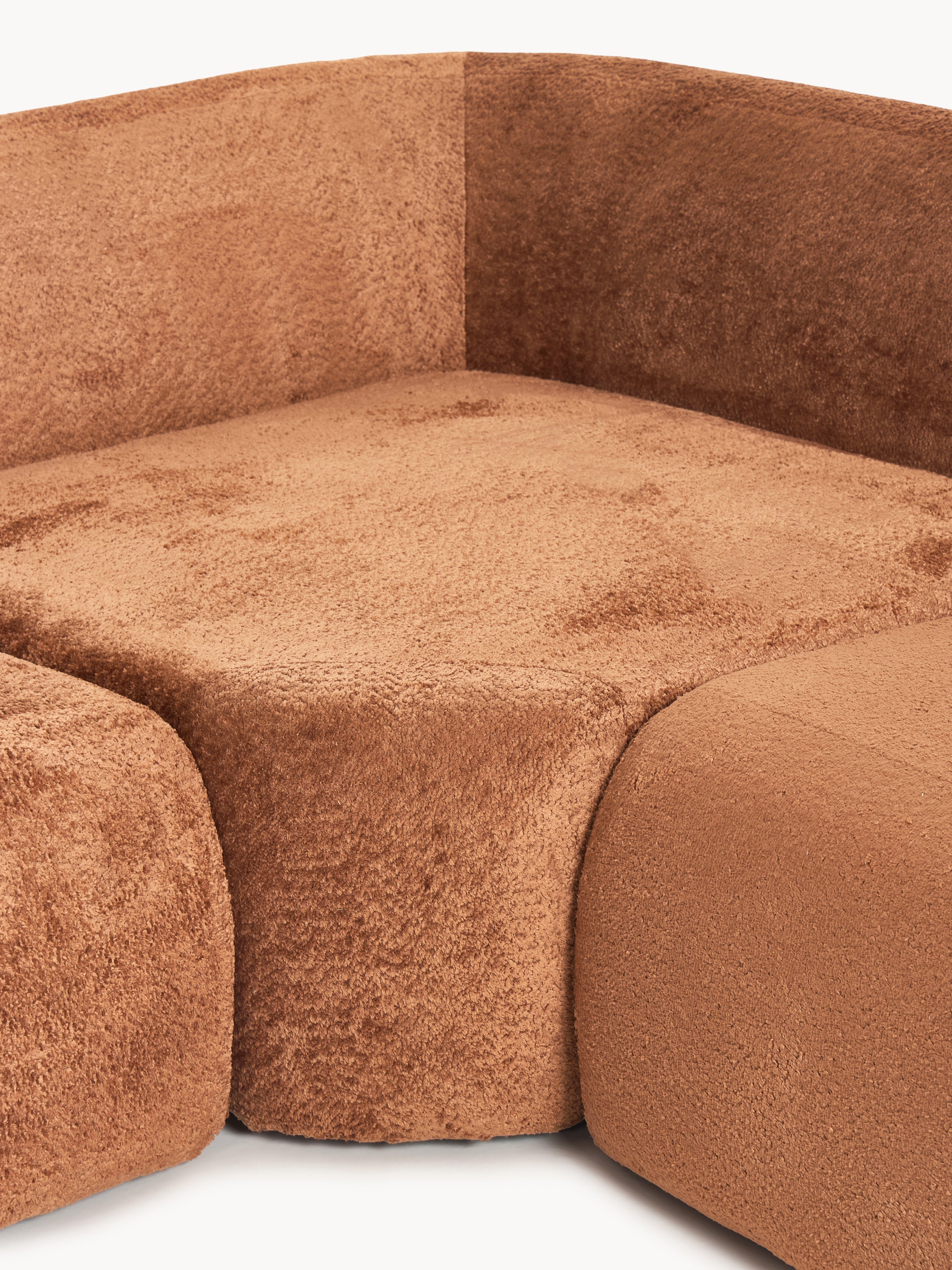 XL Modulares Teddy-Bouclé-Ecksofa Wolke mit Chaiselongue