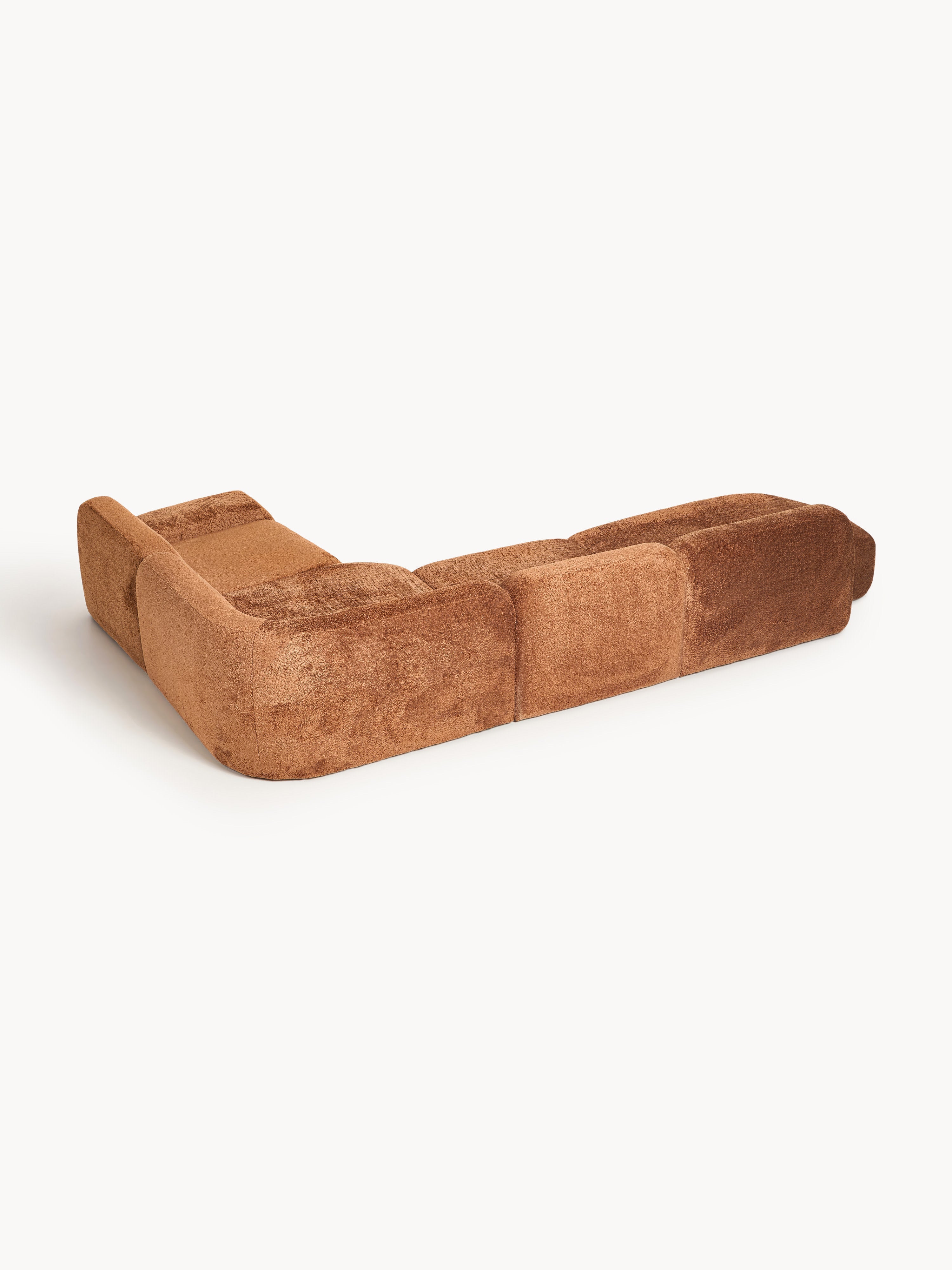 XL Modulares Teddy-Bouclé-Ecksofa Wolke mit Chaiselongue