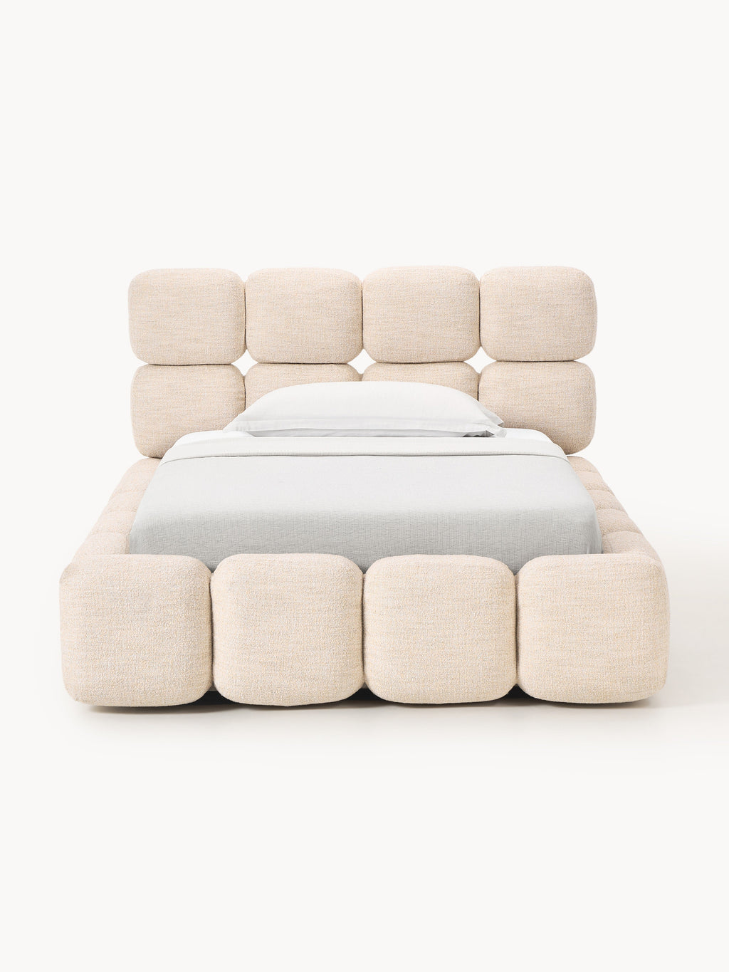 Einzelbett Tayla mit Stauraum aus Teddy-Bouclé