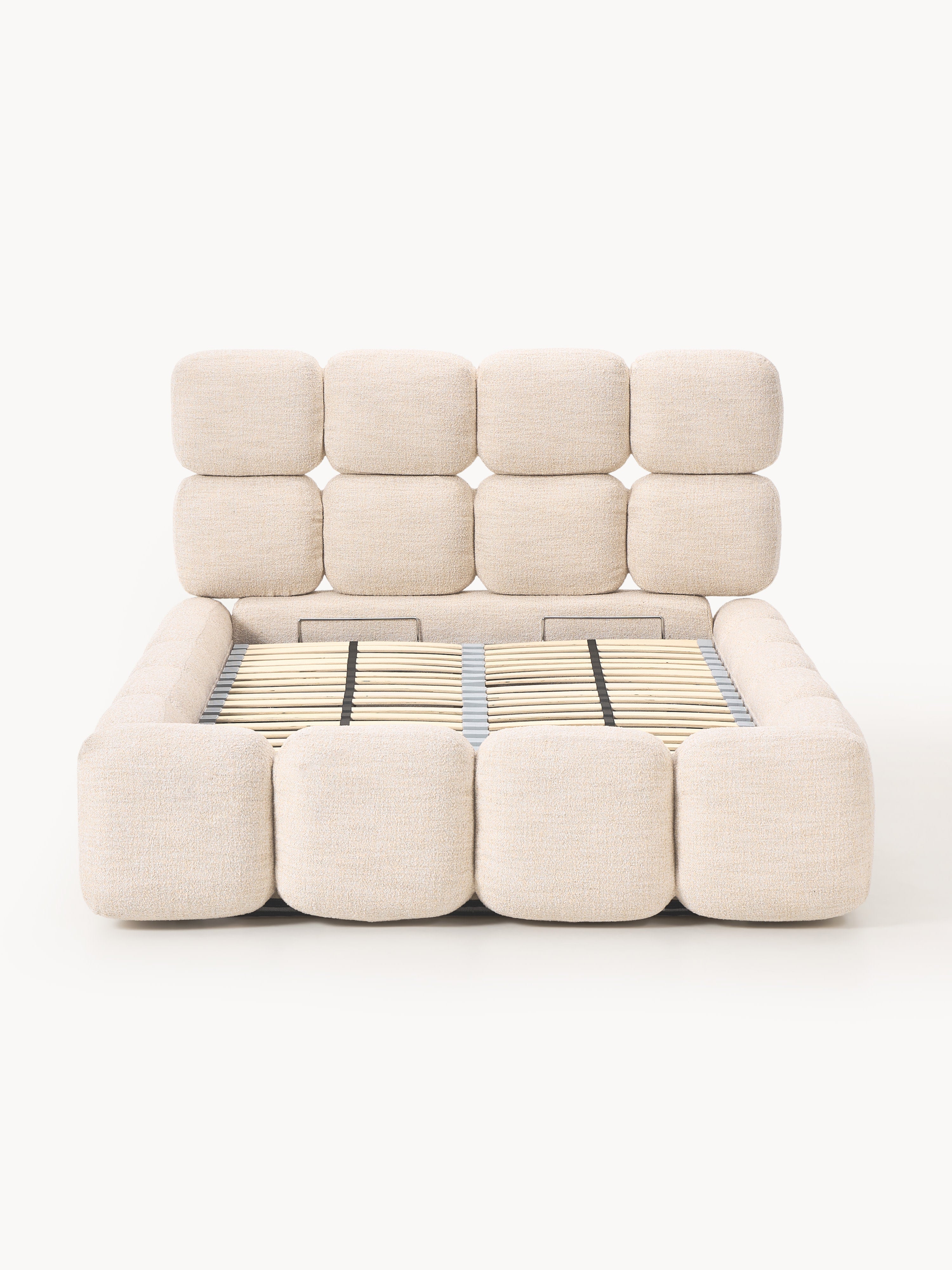 Einzelbett Tayla mit Stauraum aus Teddy-Bouclé
