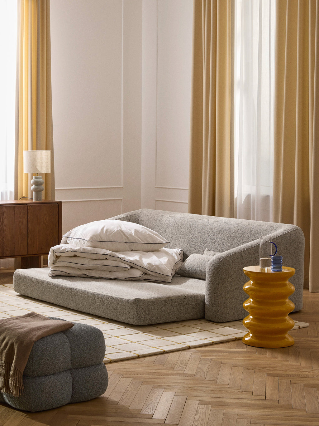 Bouclé-Schlafsofa Eliot (3-Sitzer)