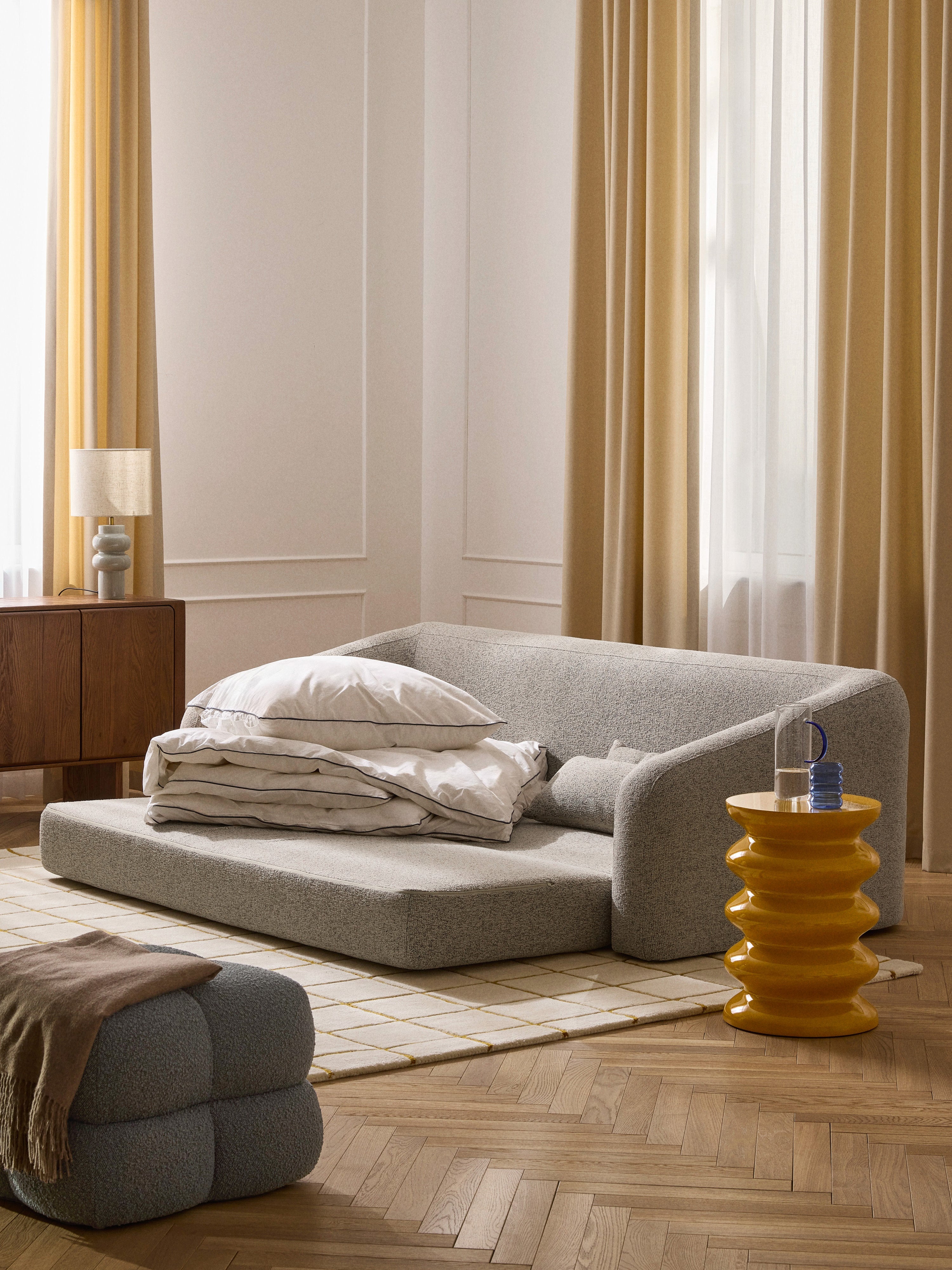 Bouclé-Schlafsofa Eliot (3-Sitzer)