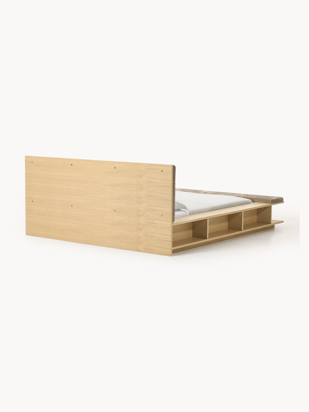 Holz-Bettgestell Clark mit Bank und Seitenablagen