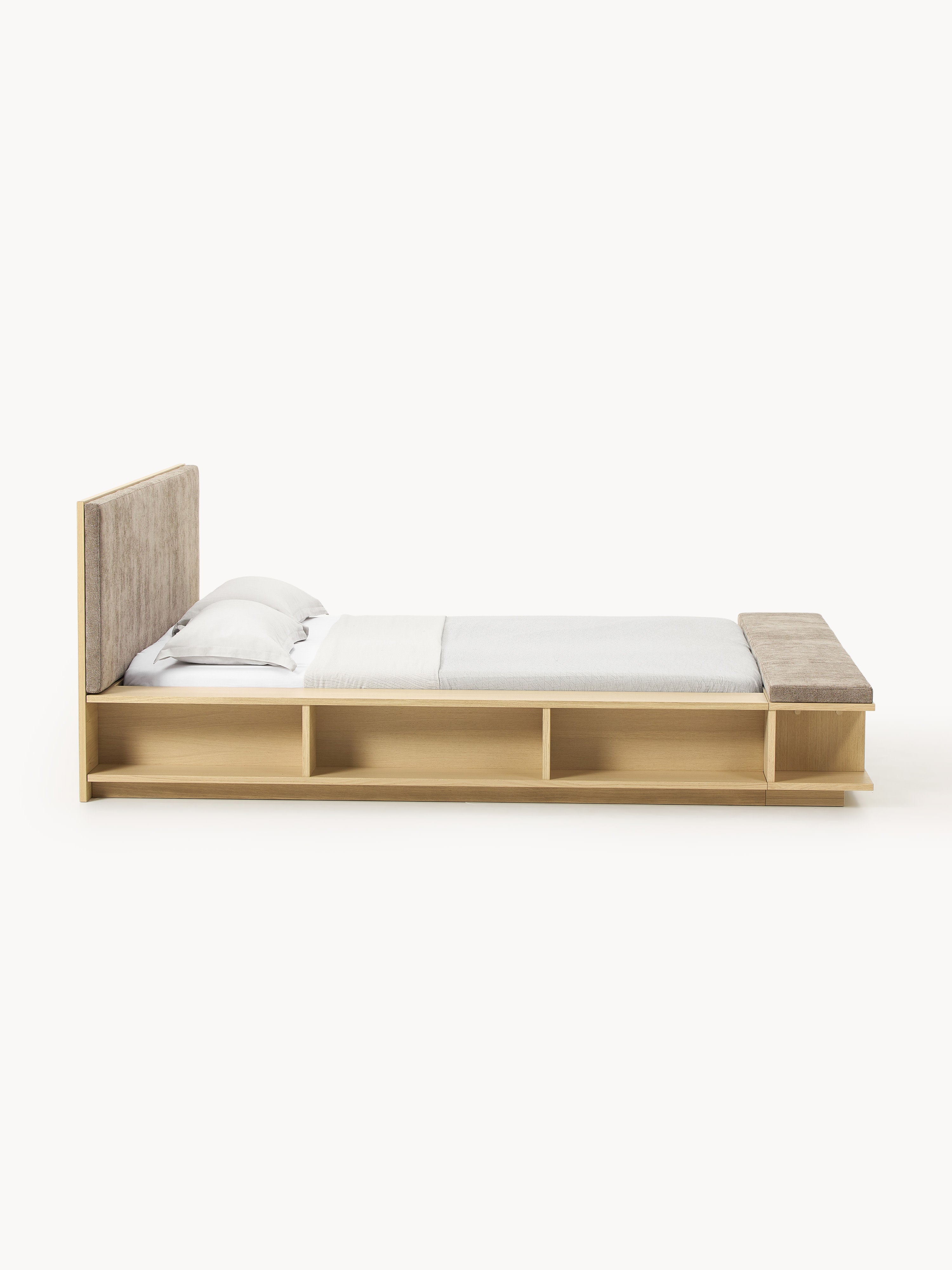 Holz-Bettgestell Clark mit Bank und Seitenablagen