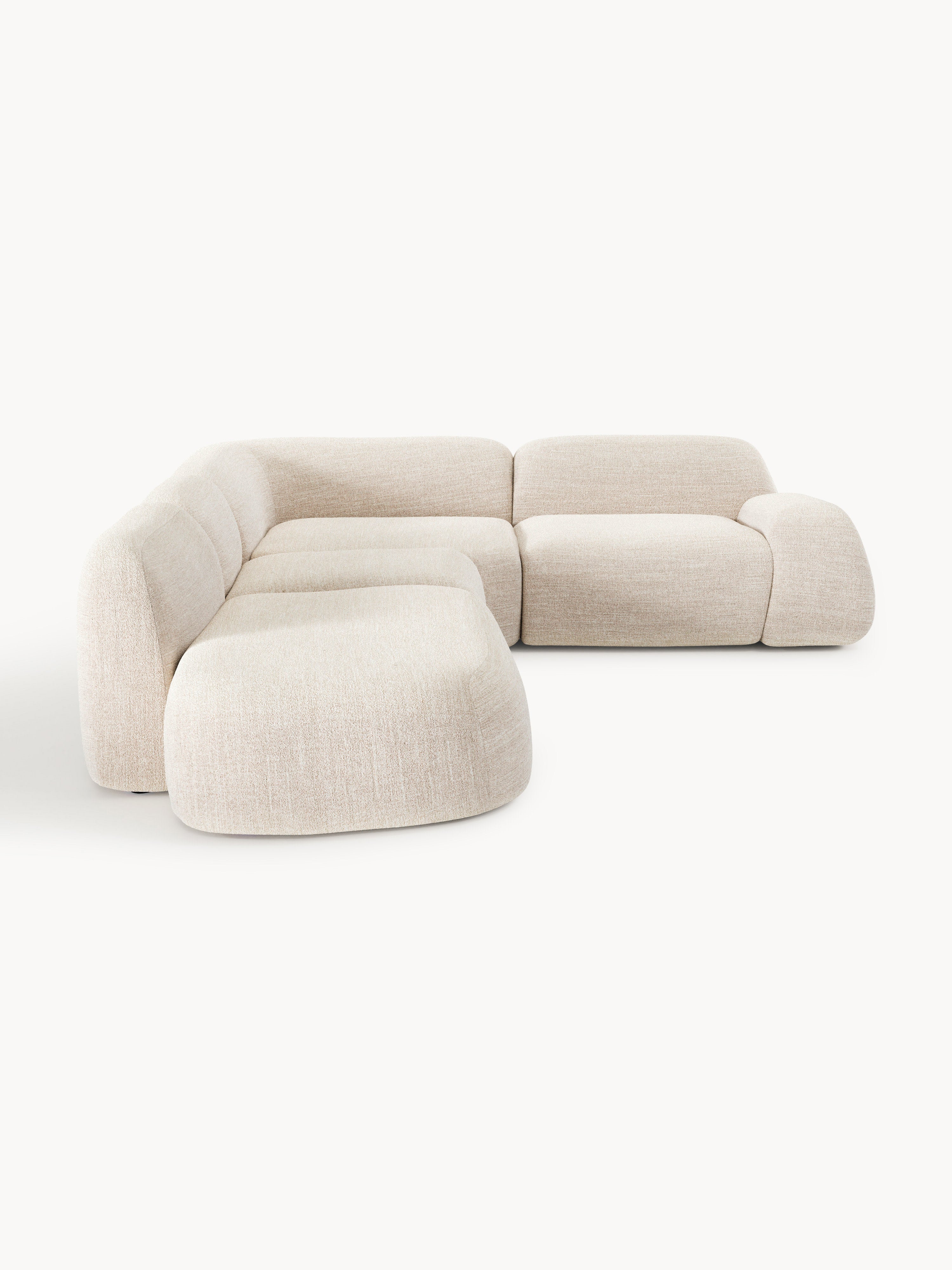Modulares Bouclé-XL-Ecksofa Wolke mit Chaiselongue