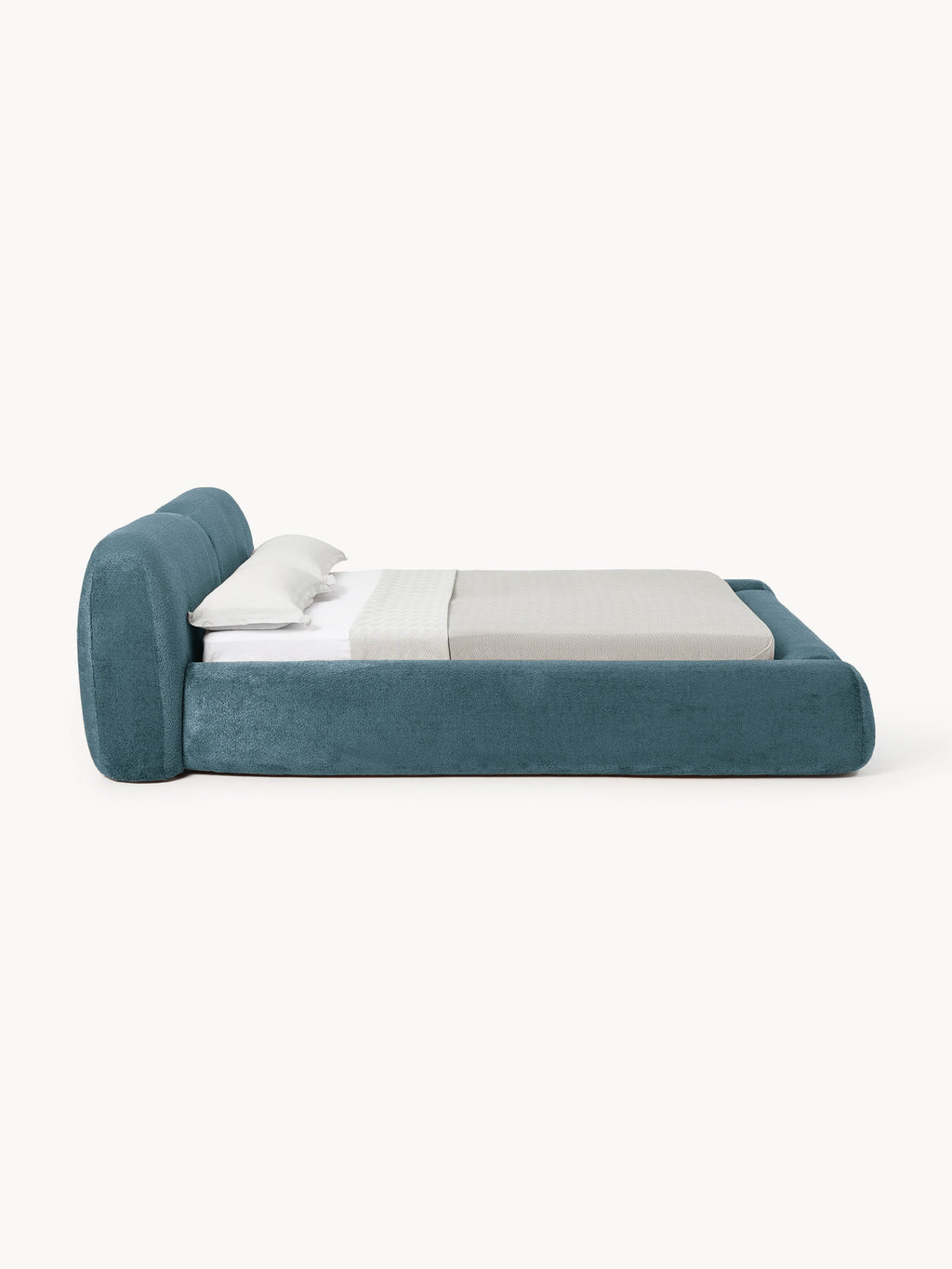 Polsterbett Wolke aus Teddy-Bouclé mit Stauraum