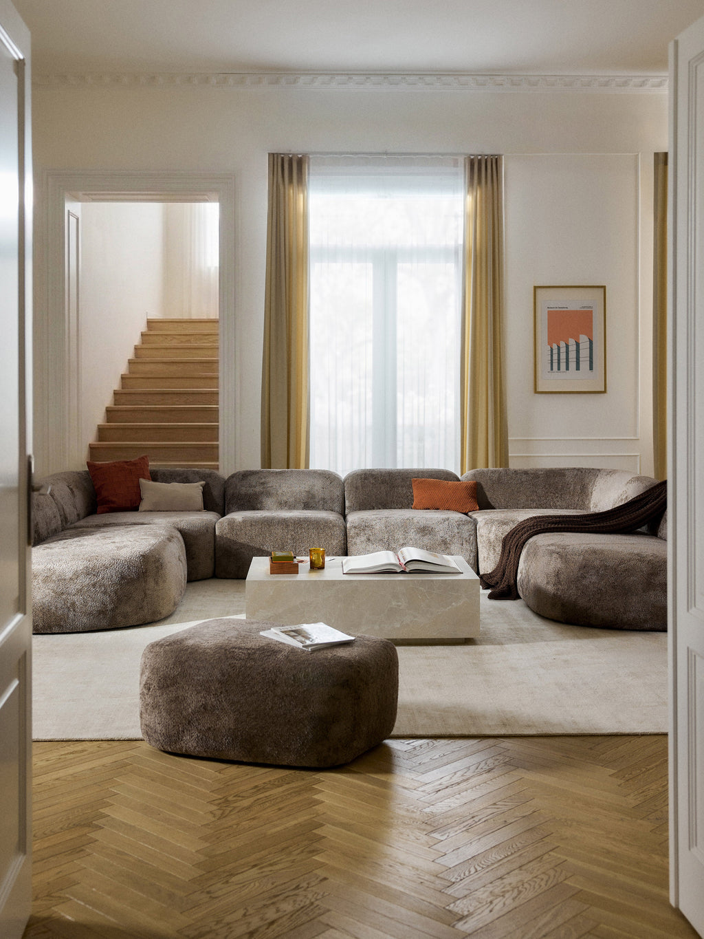 XL Modulares Teddy-Bouclé-Sofa Wolke