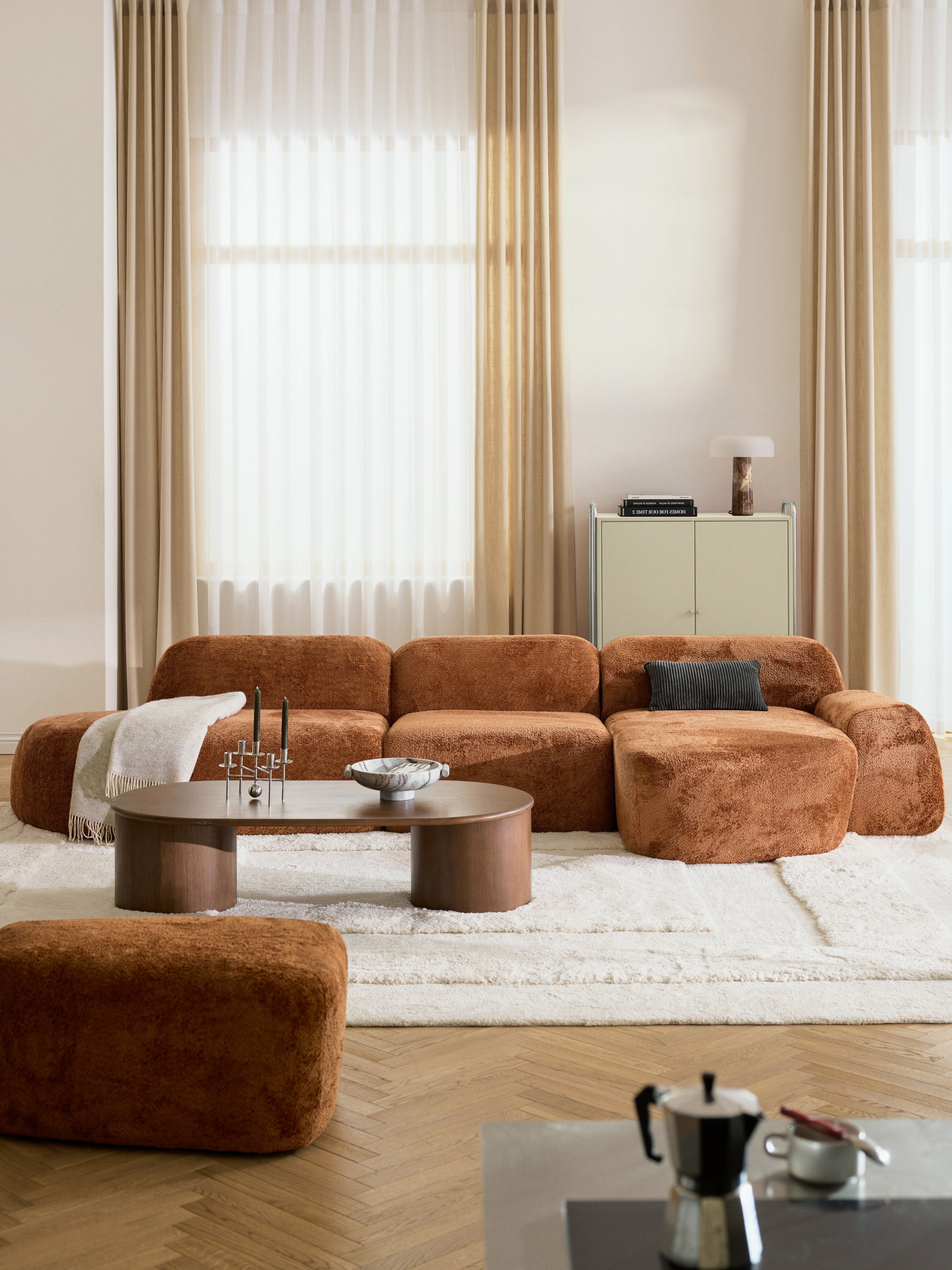 Modulares Teddy-Bouclé-Ecksofa Wolke (4-Sitzer) mit Chaiselongue