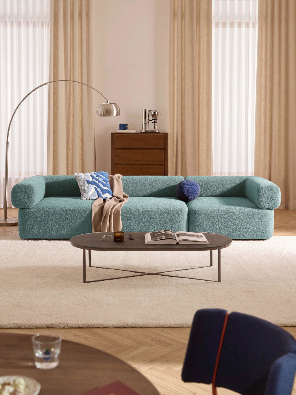Modulares Bouclé-Sofa Anton (4-Sitzer)