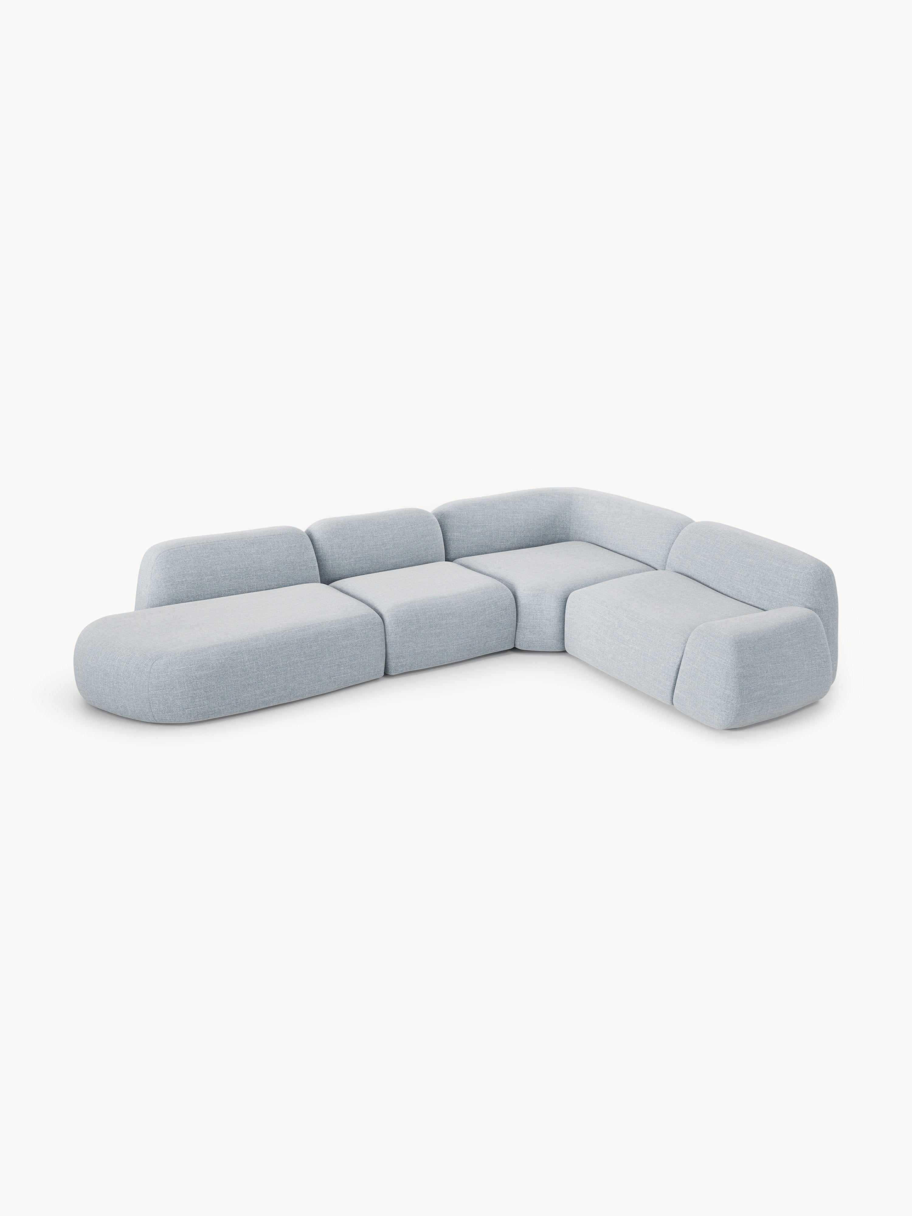 Modulares Bouclé-XL-Ecksofa Wolke mit Chaiselongue