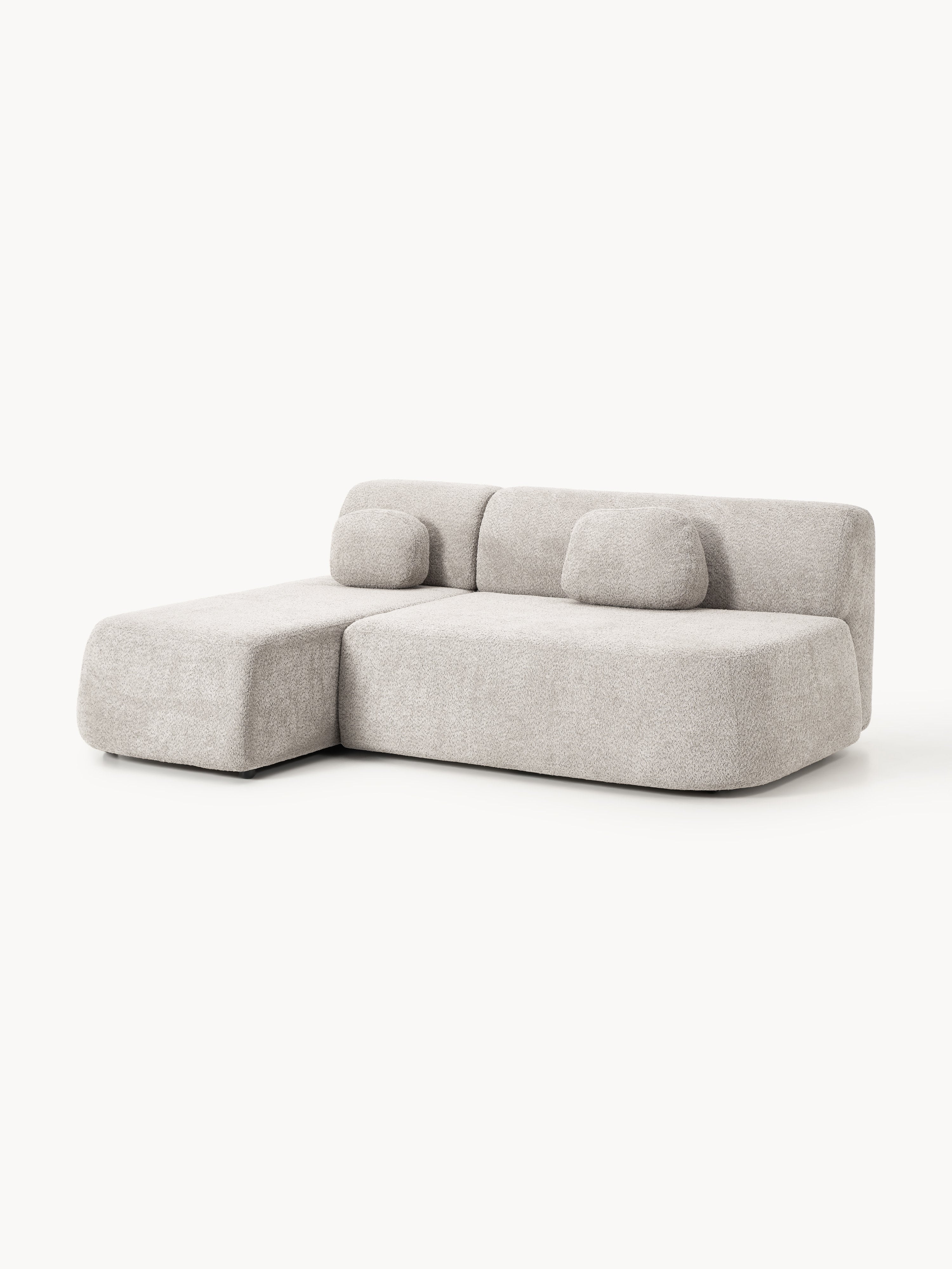 Schlafsofa Pao aus Teddy-Bouclé mit Stauraum