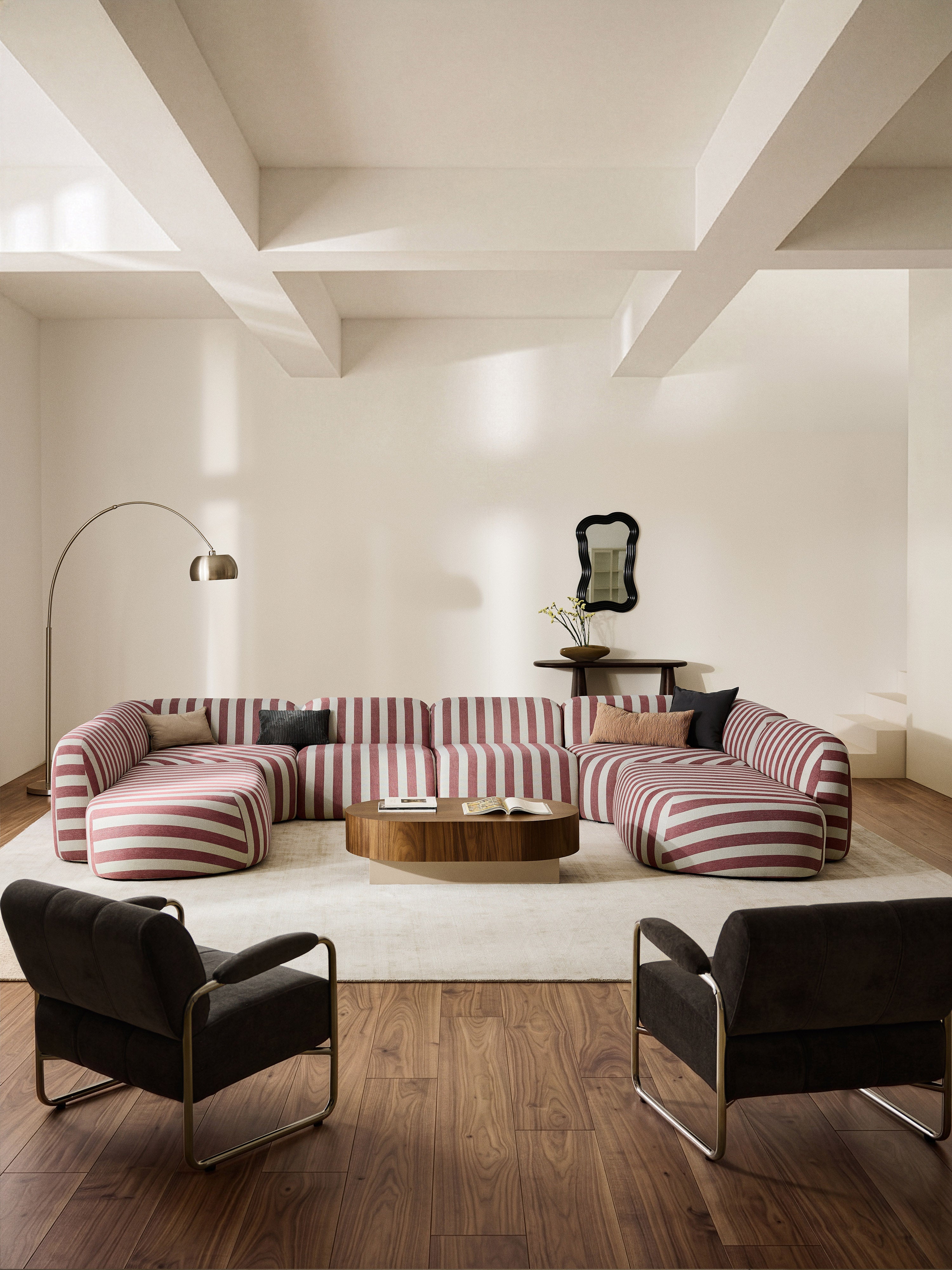Modulares Gestreiftes XL-Sofa Wolke