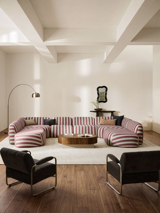 Modulares Gestreiftes XL-Sofa Wolke